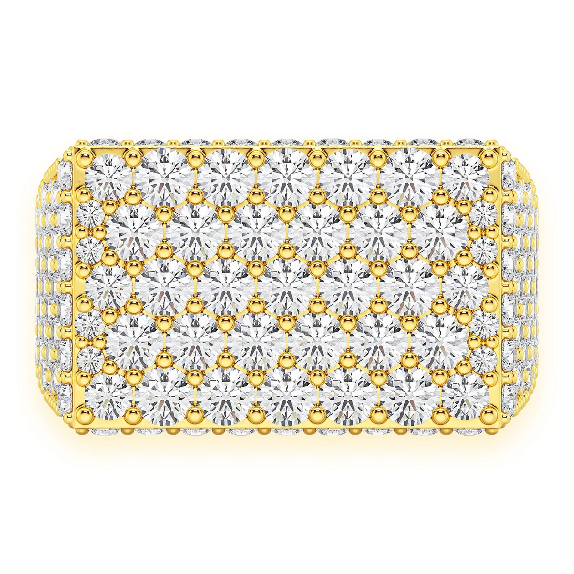 Rectangle Top Diamond Signet Ring in 14K yellow gold, front view