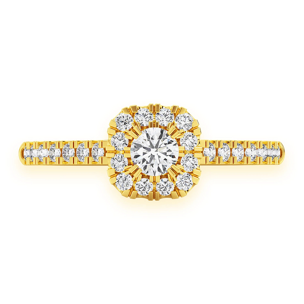 Single Band Layered Square Diamond Engagement Ring