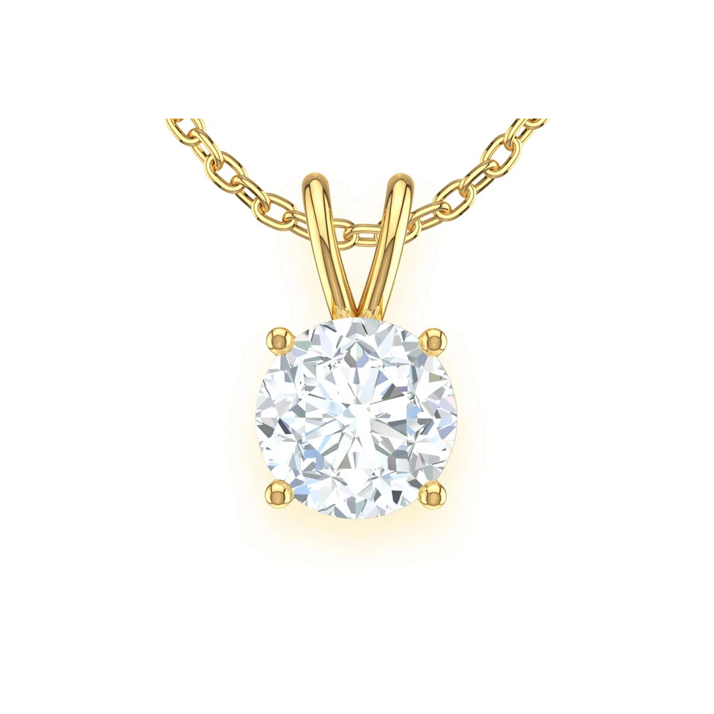 Round Solitaire Diamond Pendant in 14K yellow gold, Entry | 0.10ctw, front view