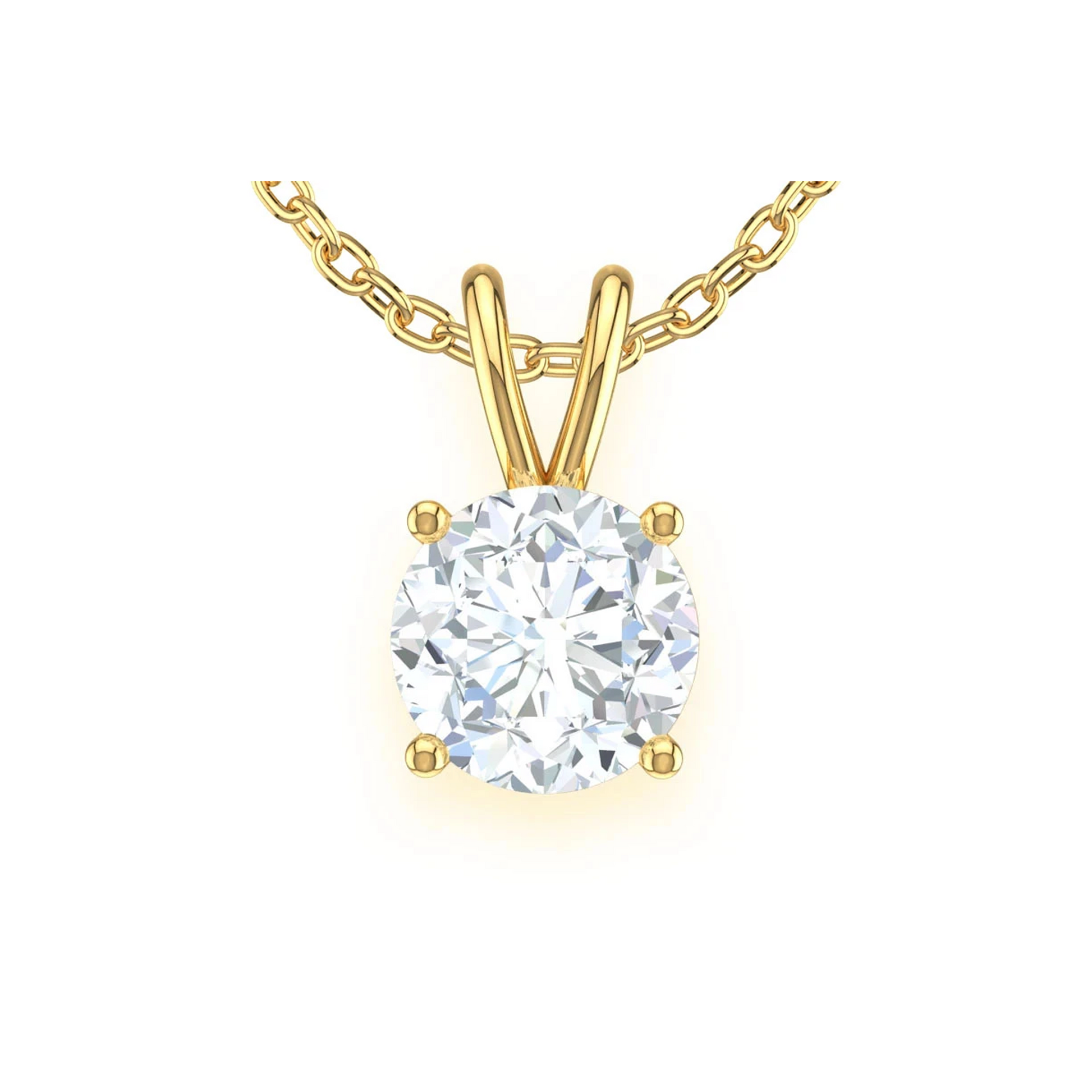 Round Solitaire Diamond Pendant in 14K yellow gold, Entry | 0.10ctw, front view