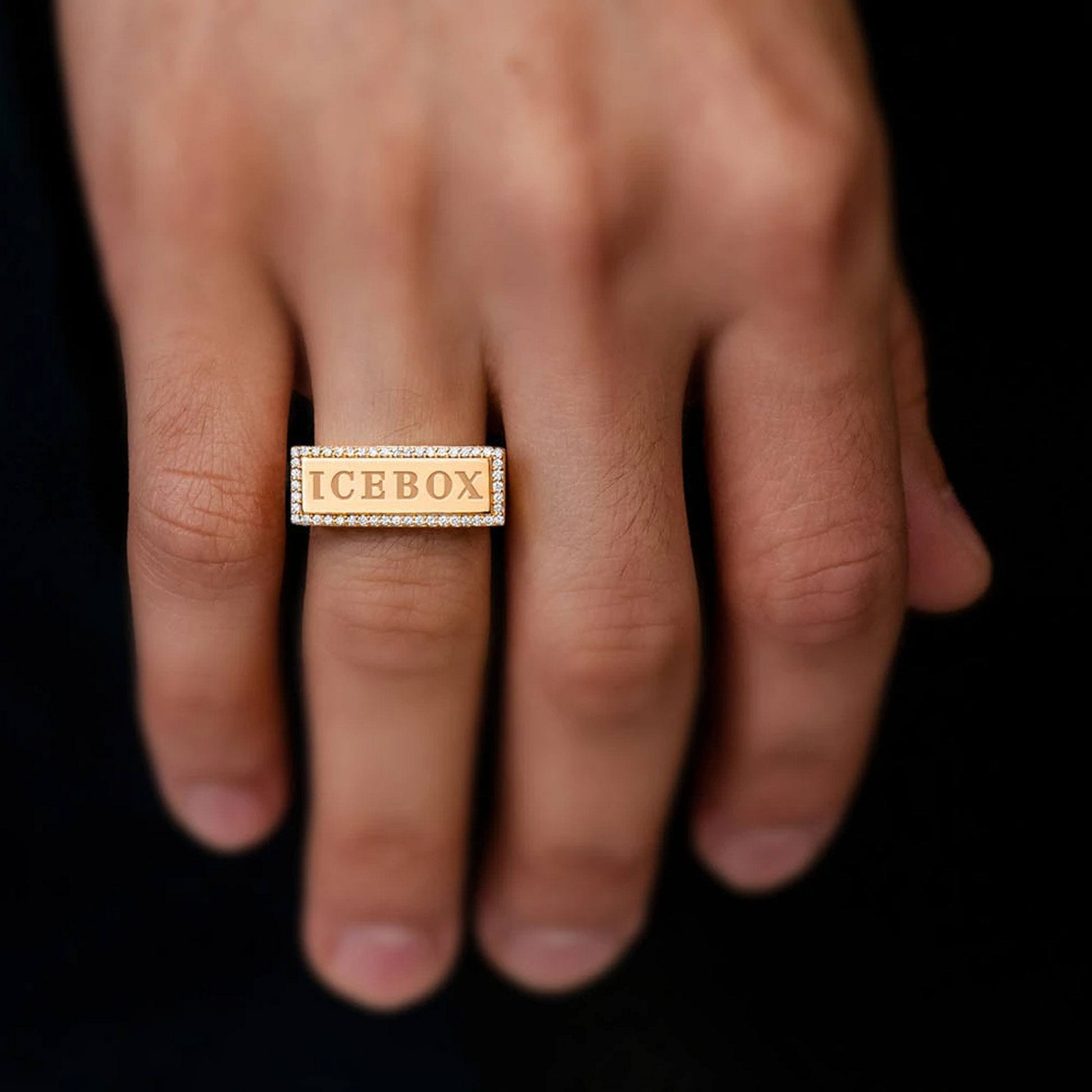 Icebox Logo Diamond Ring in 14K yellow gold, alternate view