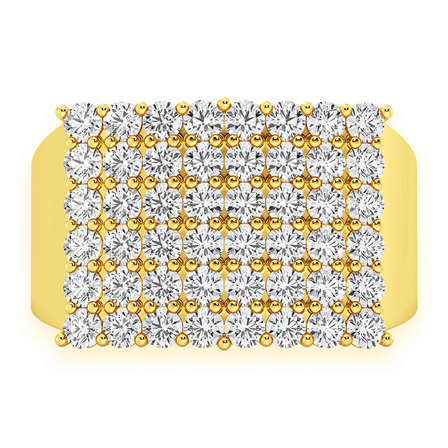 Curved Rectangle Diamond Ring in 14K yellow gold, front view