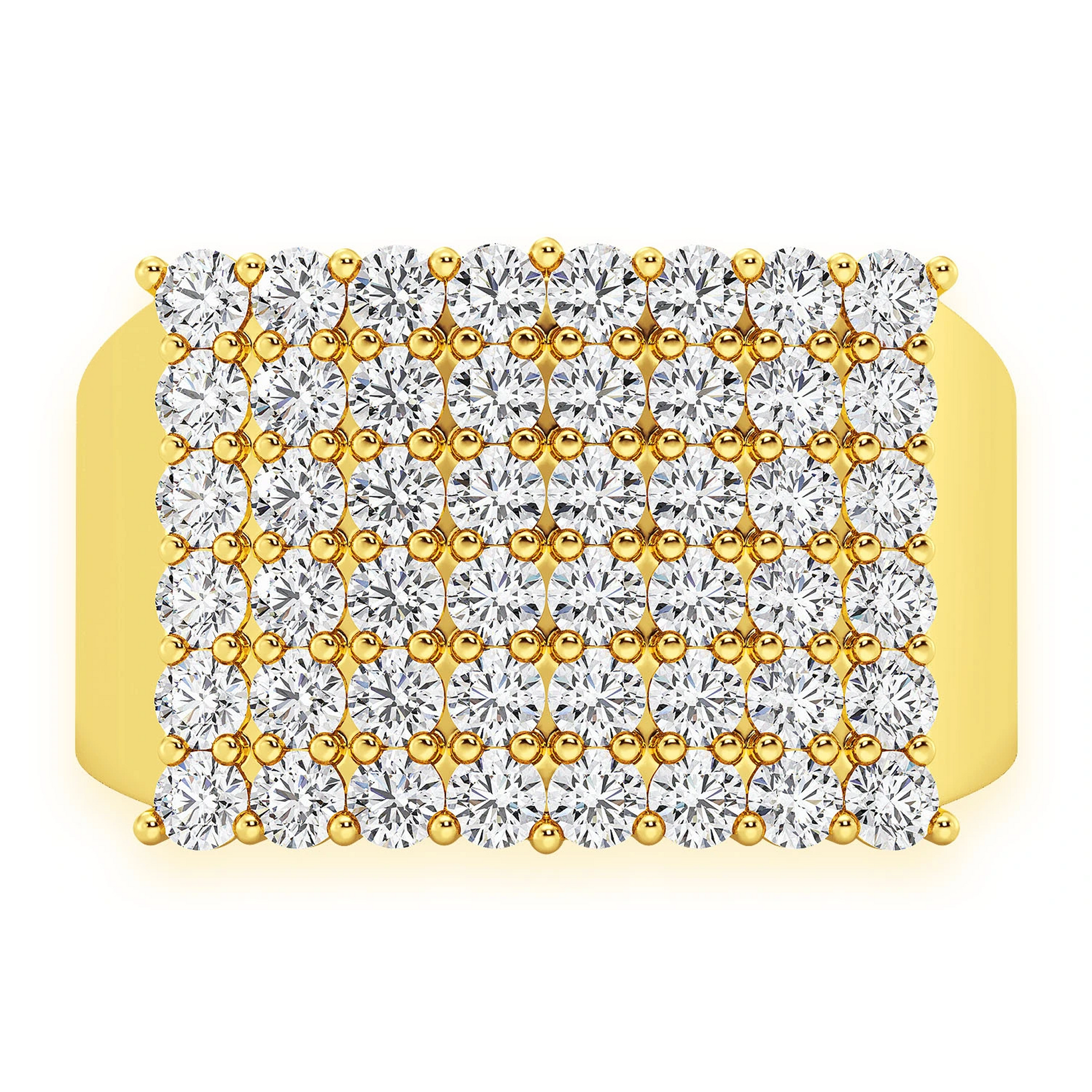 Curved Rectangle Diamond Ring in 14K yellow gold, front view