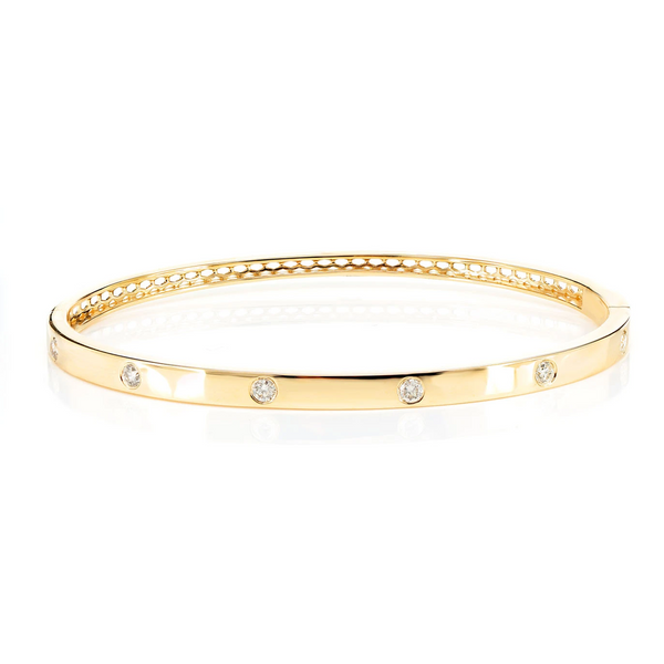 Thin Flush Set Diamond Bangle Bracelet