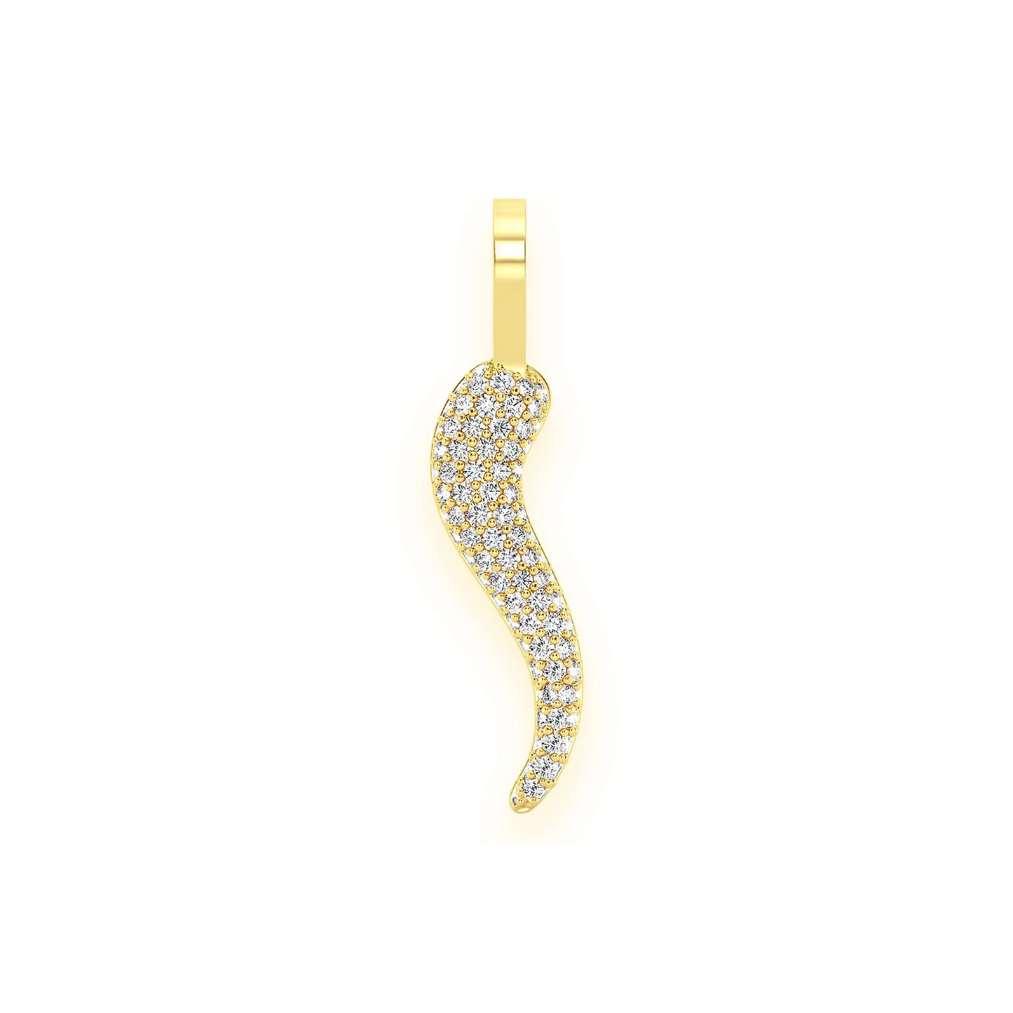 Italian Horn Diamond Pendant in 14K yellow gold, Set | 0.30ctw, front view