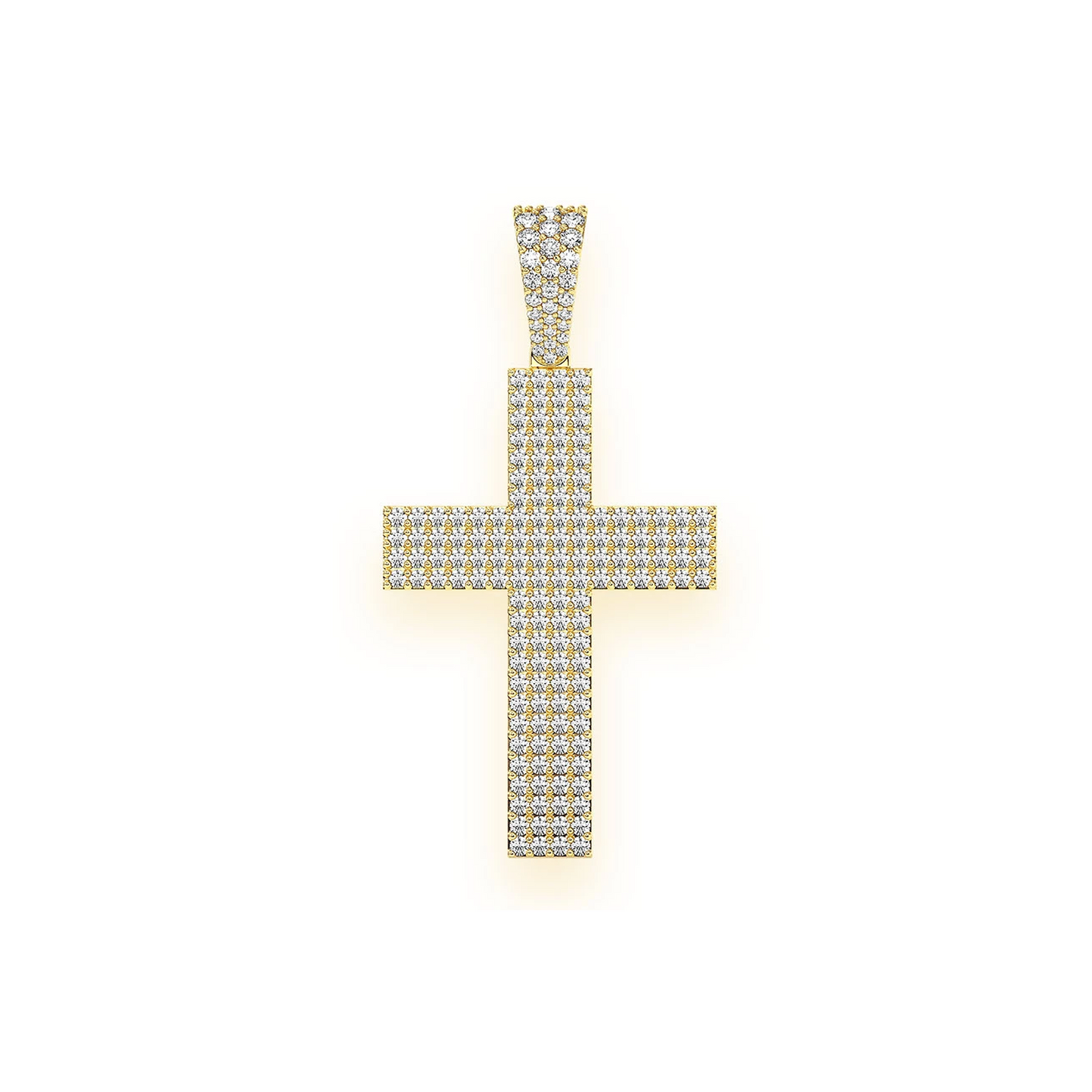 Pavé Cross Pendant in 14K yellow gold, front view