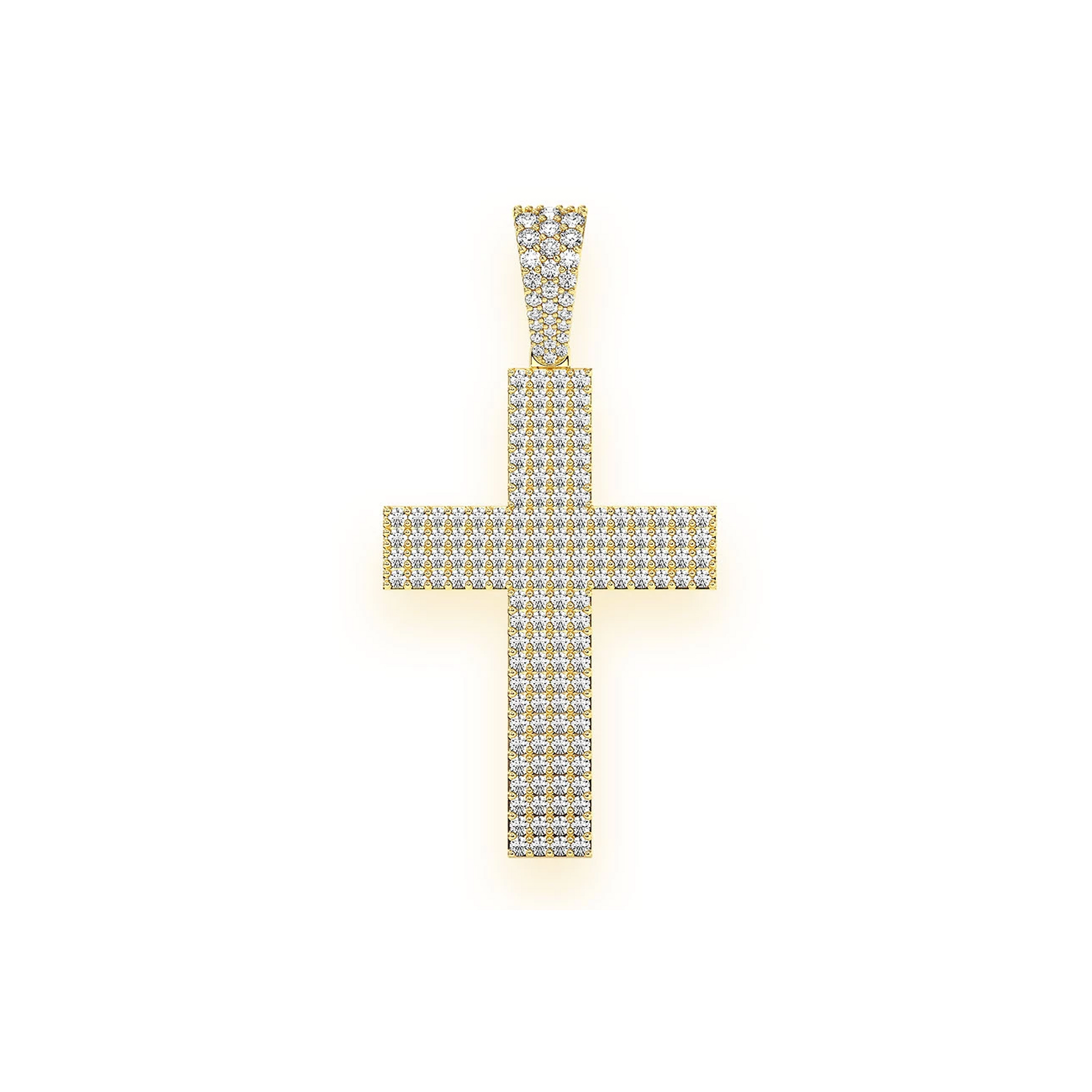 Pavé Cross Pendant in 14K yellow gold, front view
