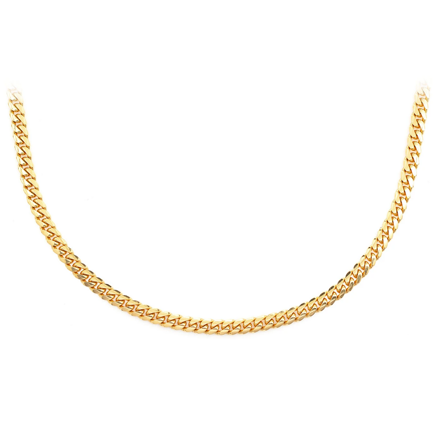 Miami Cuban Gold Chain in 14K yellow gold, 2.75mm width, front view