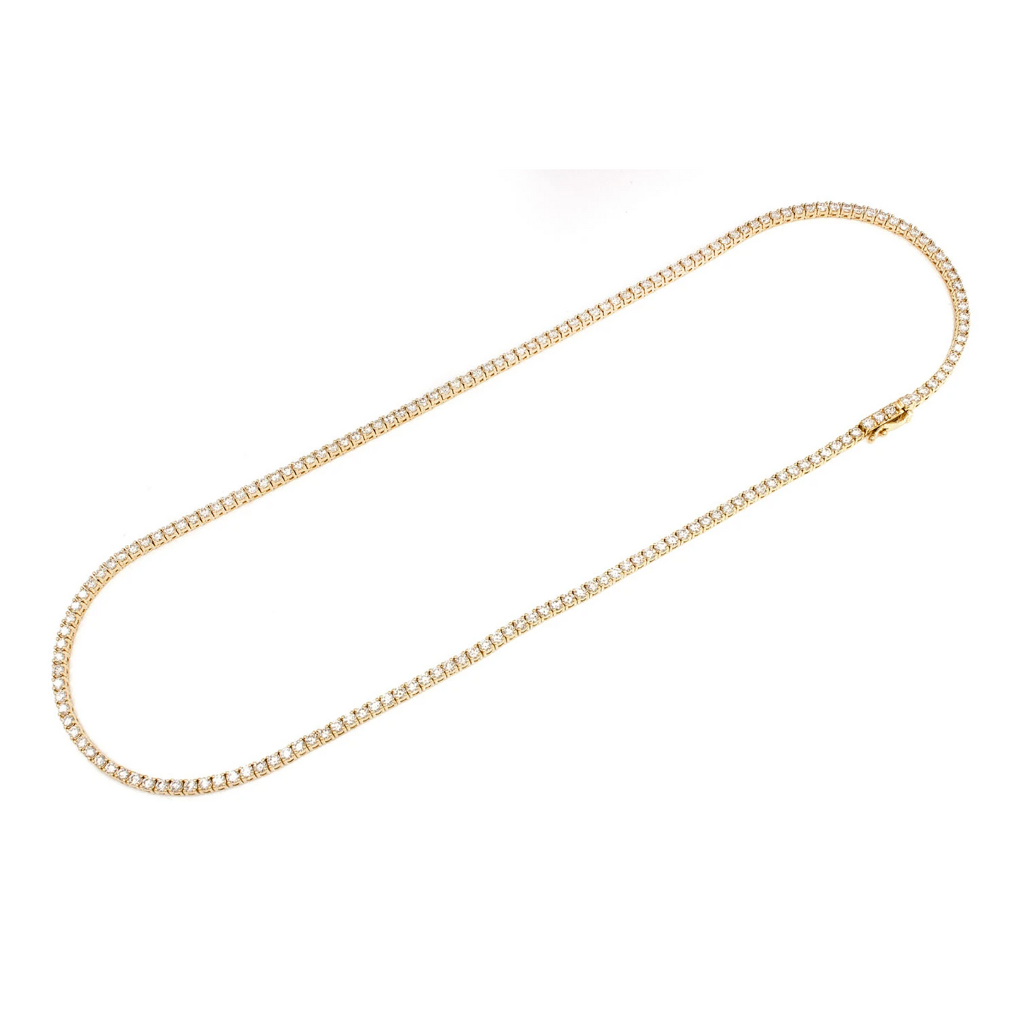 Prong Diamond Tennis Necklace in 14K yellow gold, 9pt / 15.00ctw, detail view