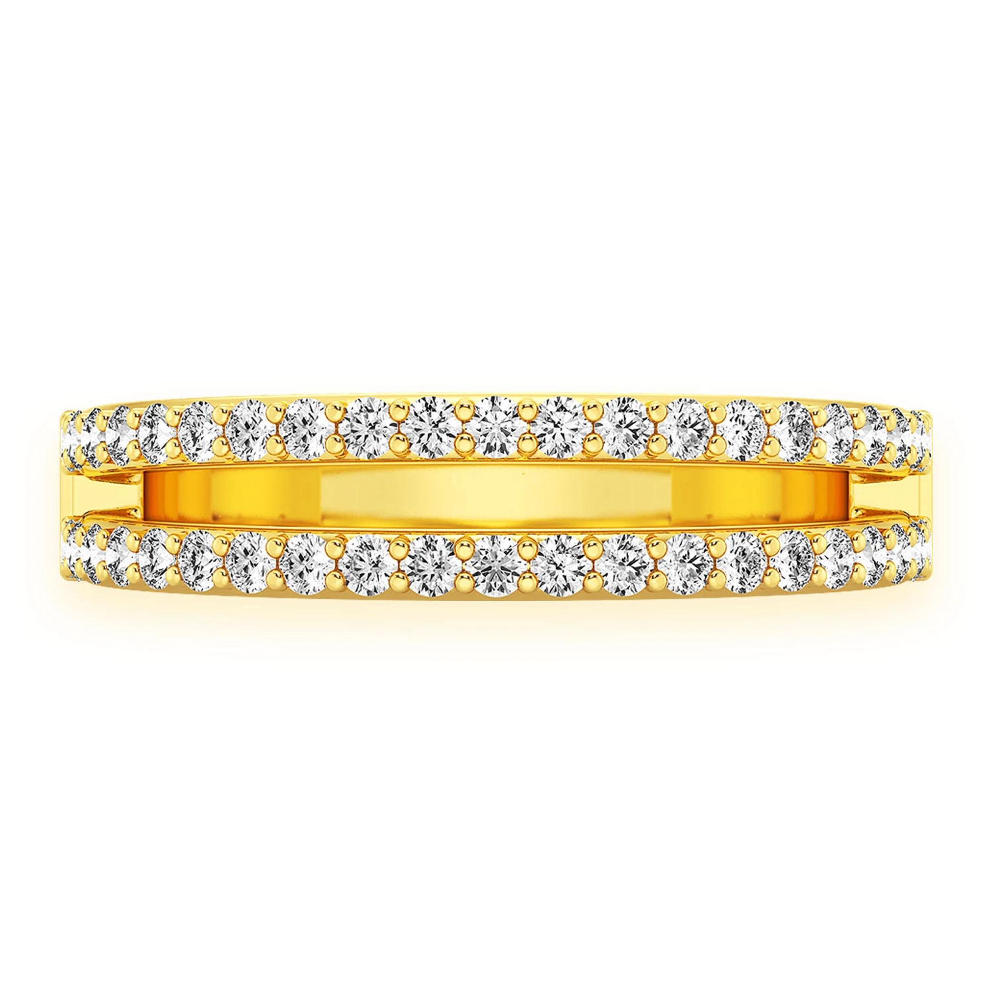 Double Row Band Ring in 14K yellow gold, front view