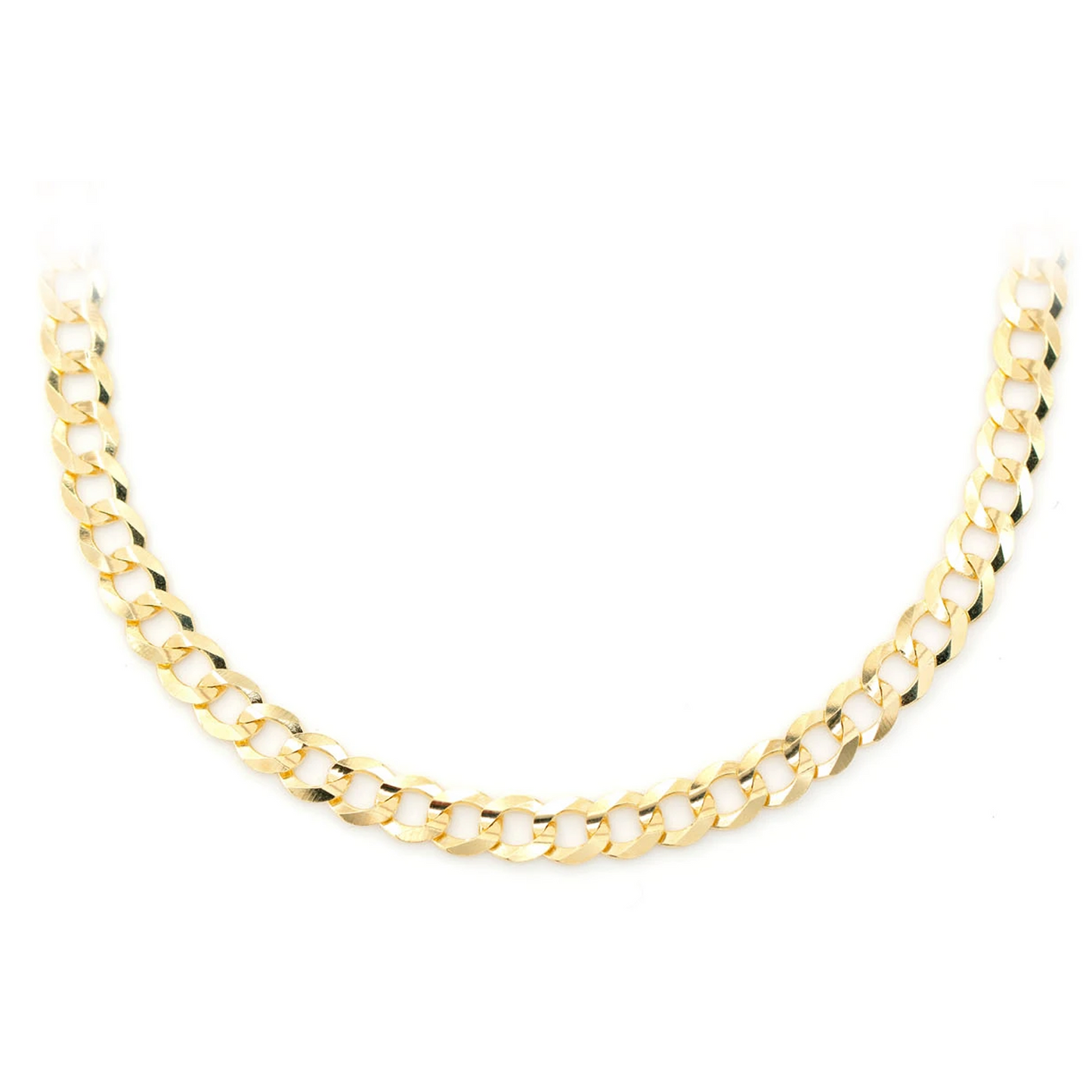 Flat Curb Gold Chain in 14K yellow gold, 4.5mm width, front view