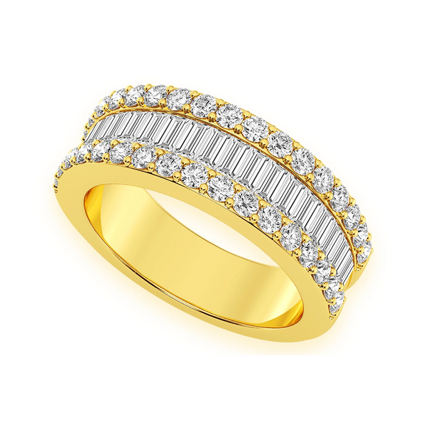 Baguette & Round Border Diamond Ring