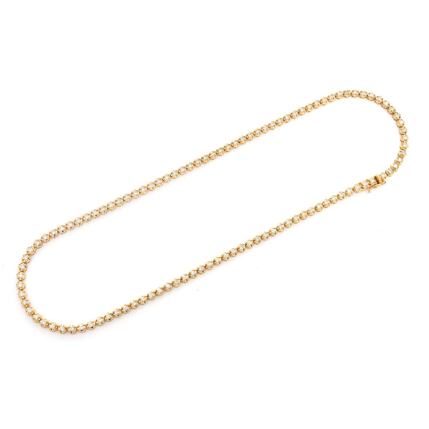 Crown Diamond Tennis Necklace in 14K yellow gold, 2pt / 3.75ctw, angled view