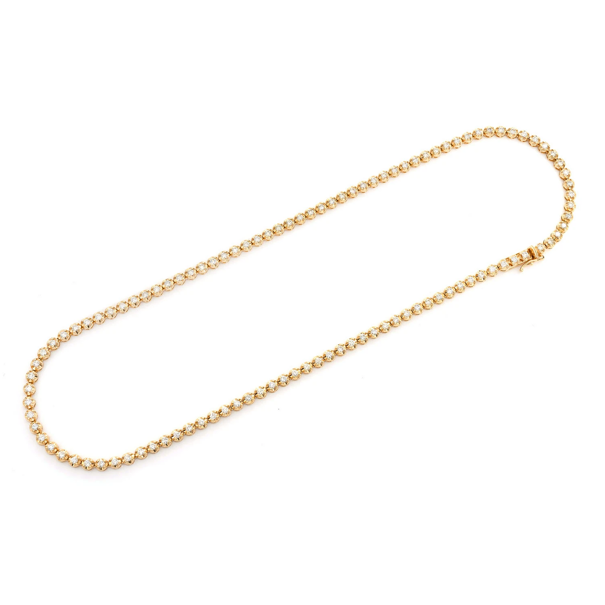 Crown Diamond Tennis Necklace in 14K yellow gold, 2pt / 3.75ctw, angled view