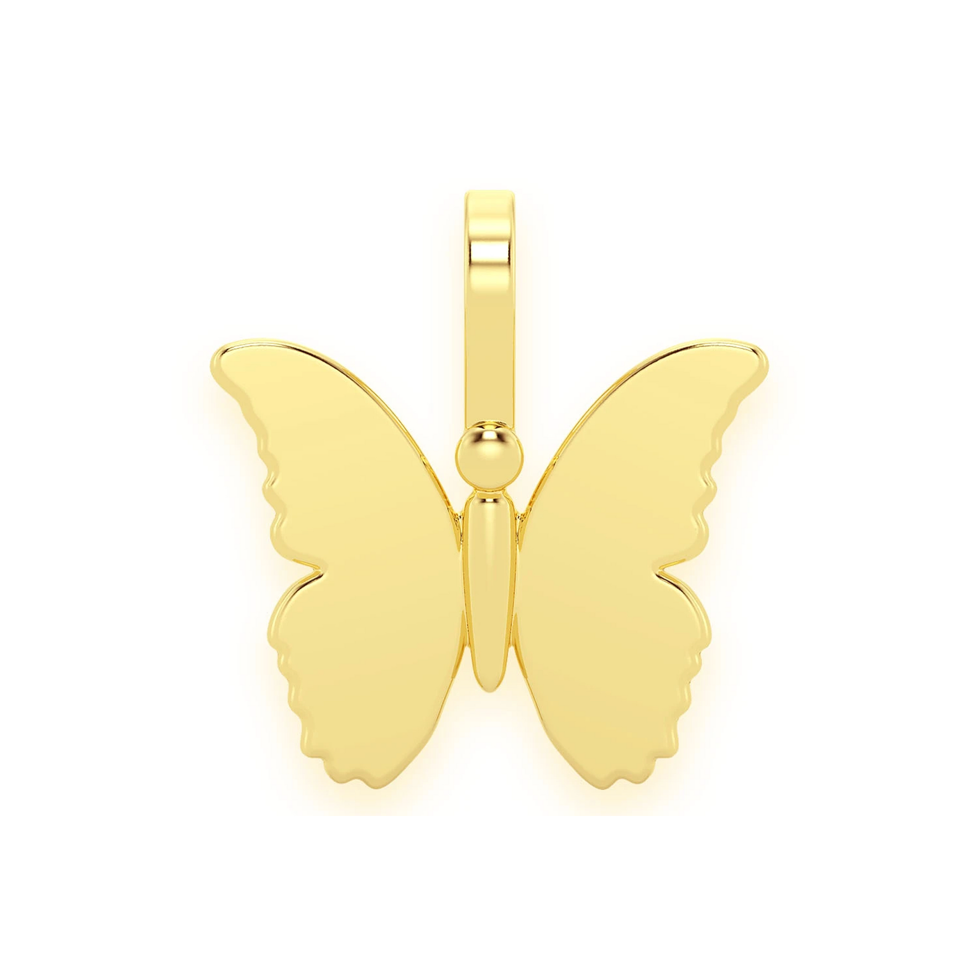 Butterfly Pendant in 14K yellow gold, Pure | Solid Gold, front view