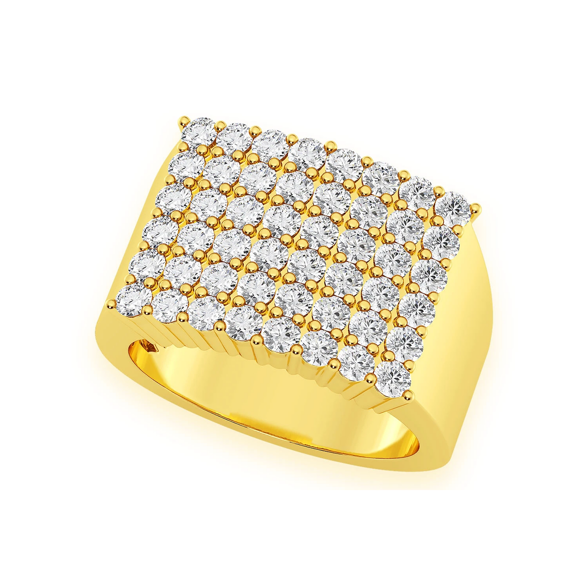 Curved Rectangle Diamond Ring in 14K yellow gold, angled view