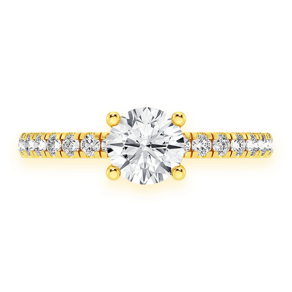 Round Solitaire One Row Under Halo Ring