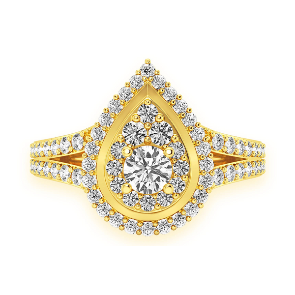 Double Halo Pear Diamond Engagement Ring