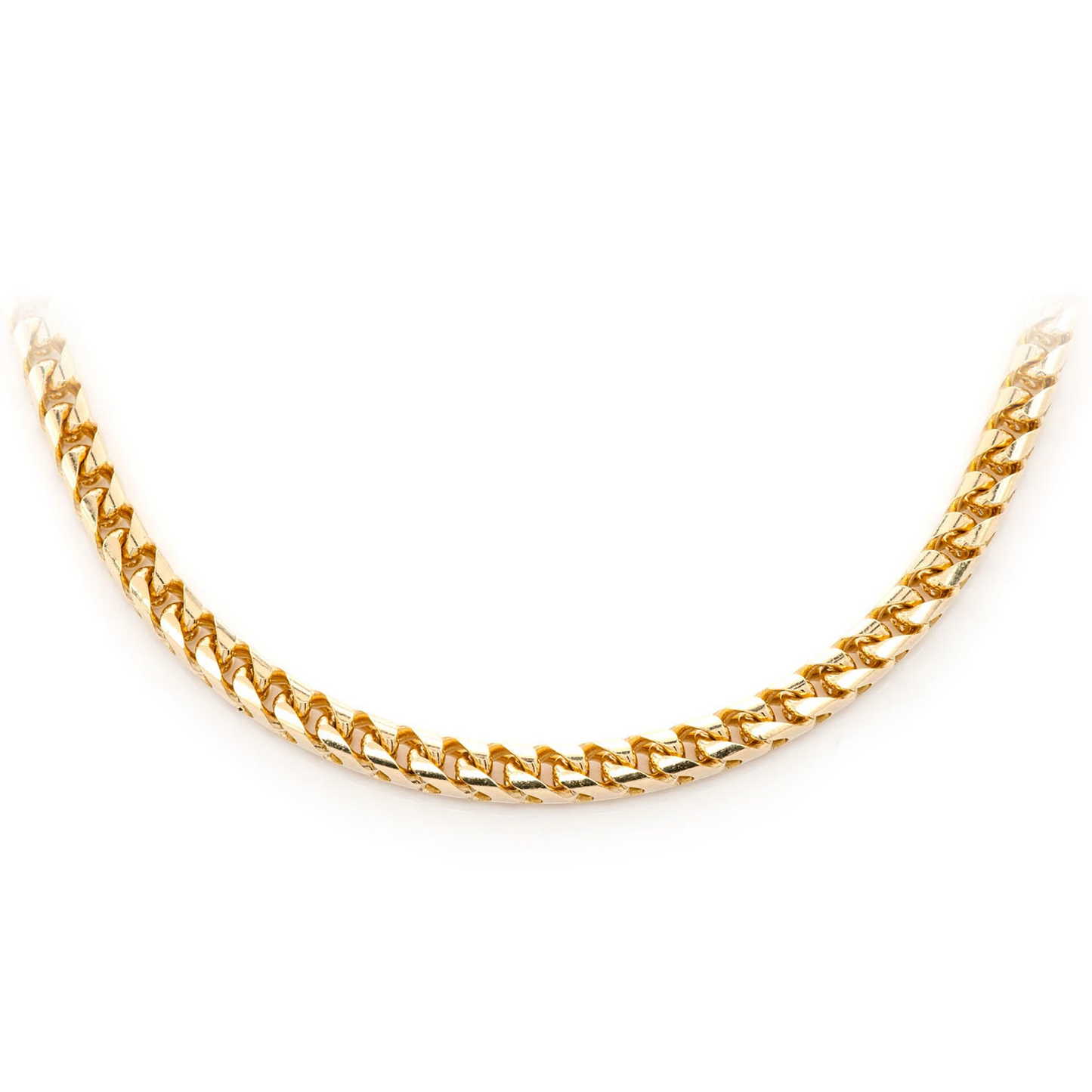 Franco Gold Chain in 14K yellow gold, 4mm width, front view