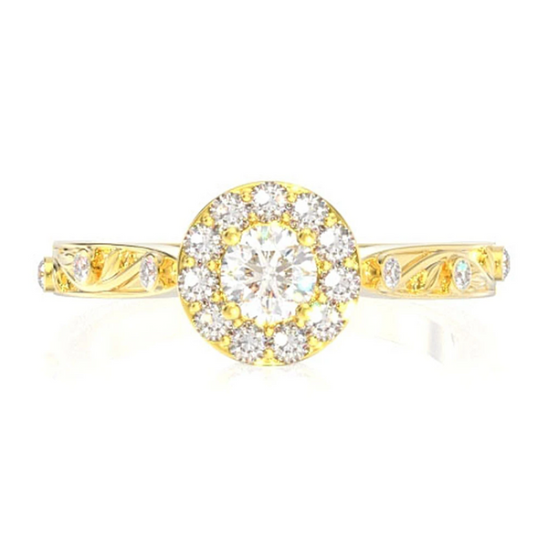 Halo Bezel Vine Diamond Ring