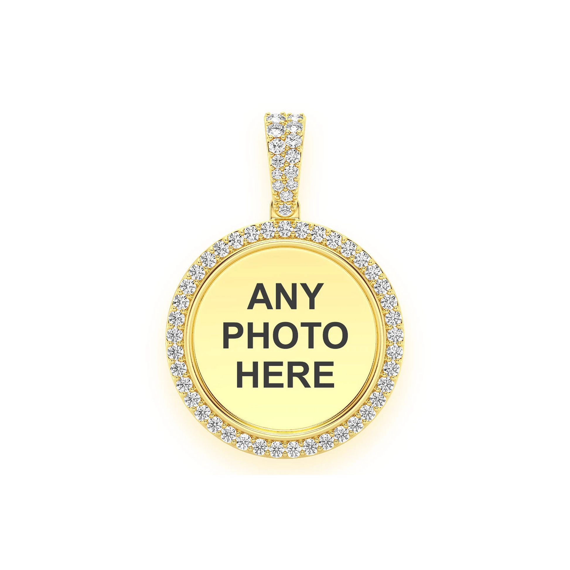Picture Memory Diamond Pendant in 14K yellow gold, 0.50ctw, front view