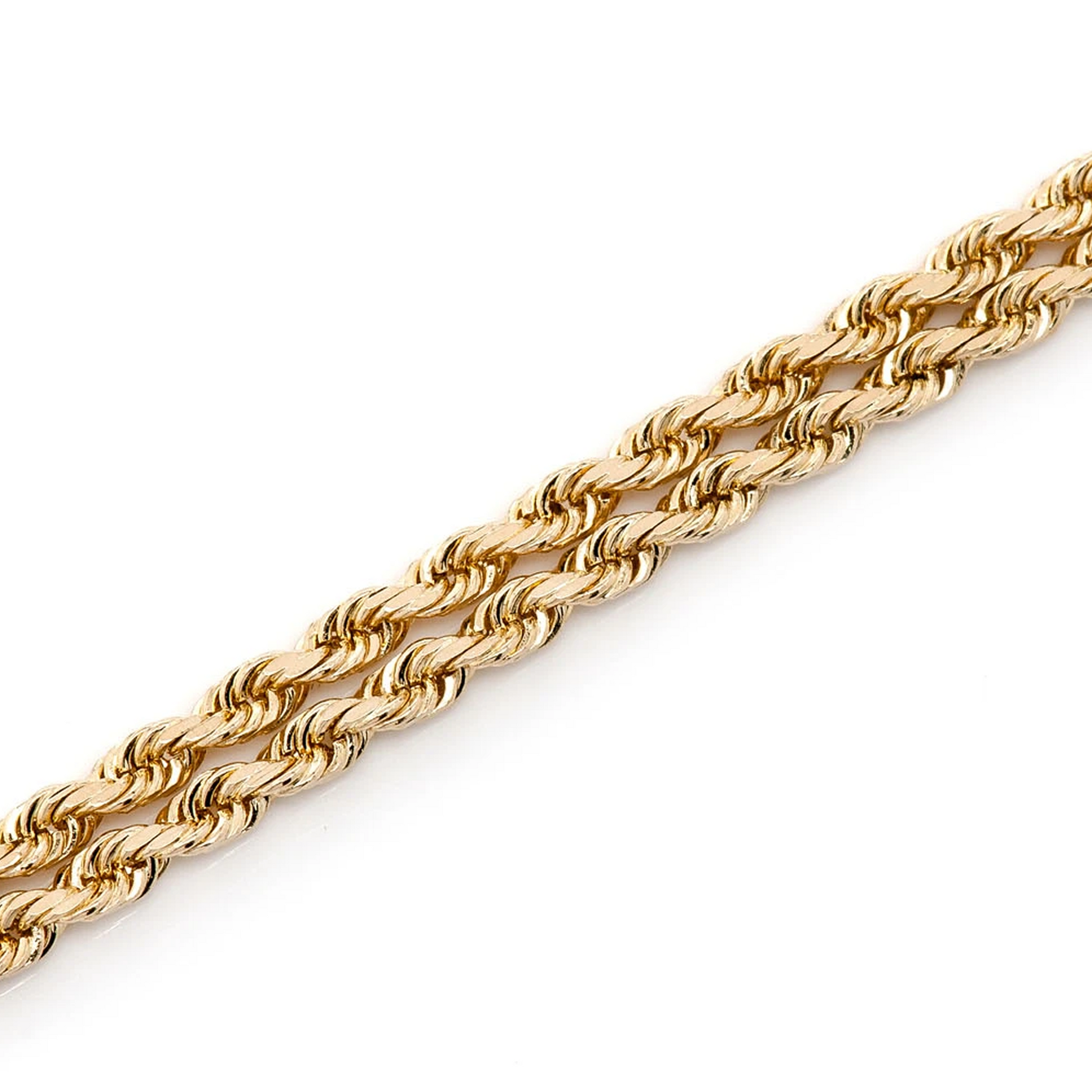 Rope Gold Chain in 14K yellow gold, 2mm width, detail view