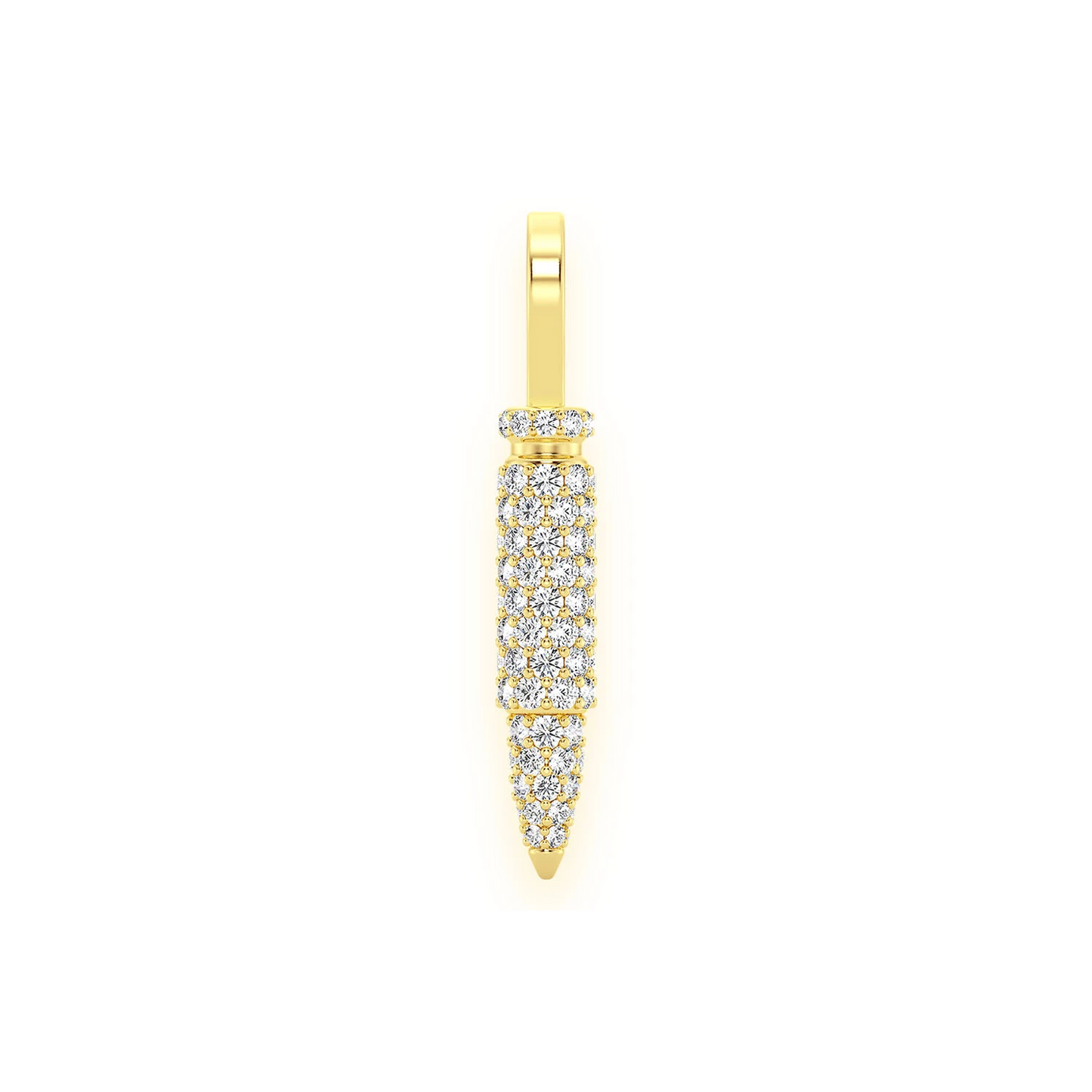 Bullet Diamond Pendant in 14K yellow gold, front view