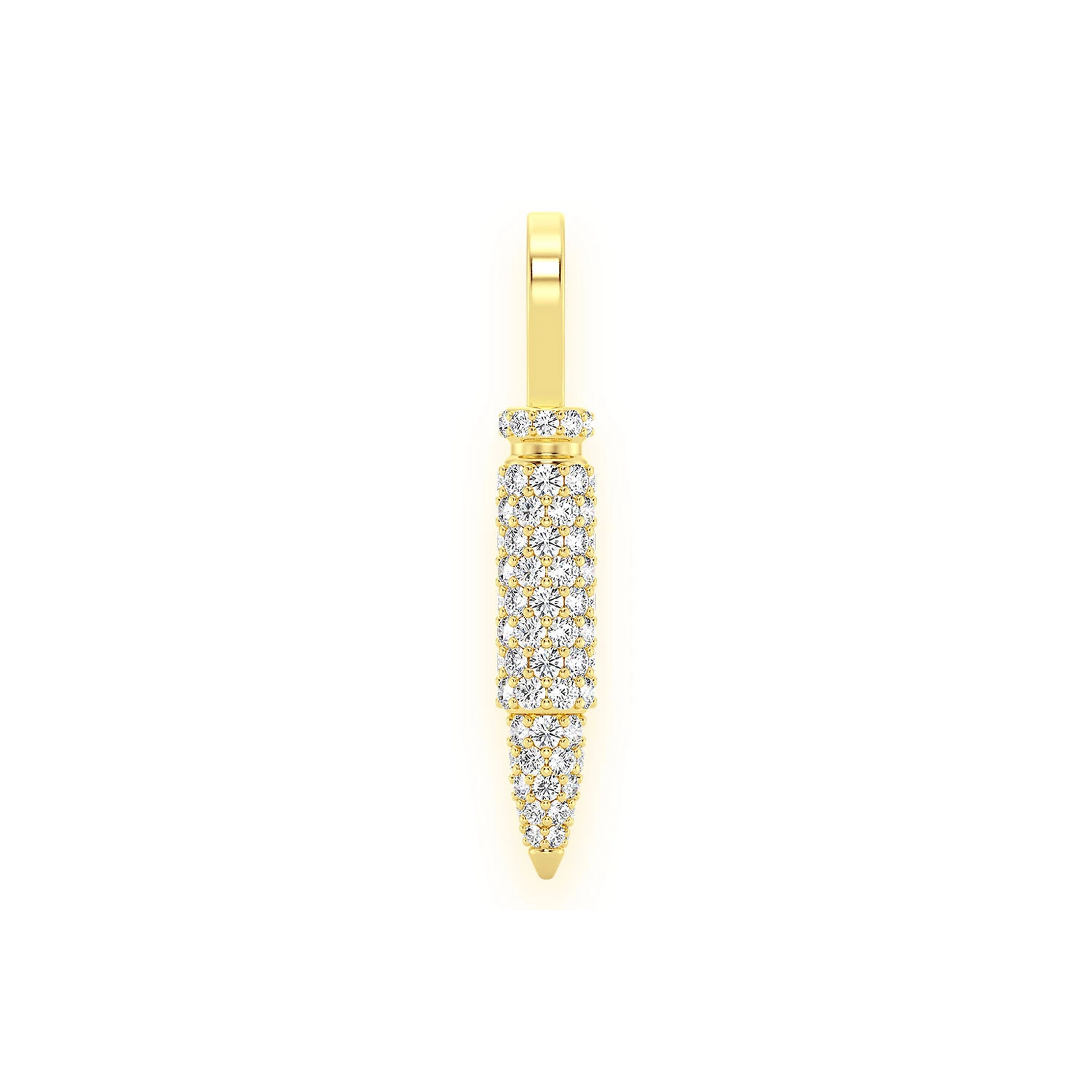 Bullet Diamond Pendant in 14K yellow gold, front view