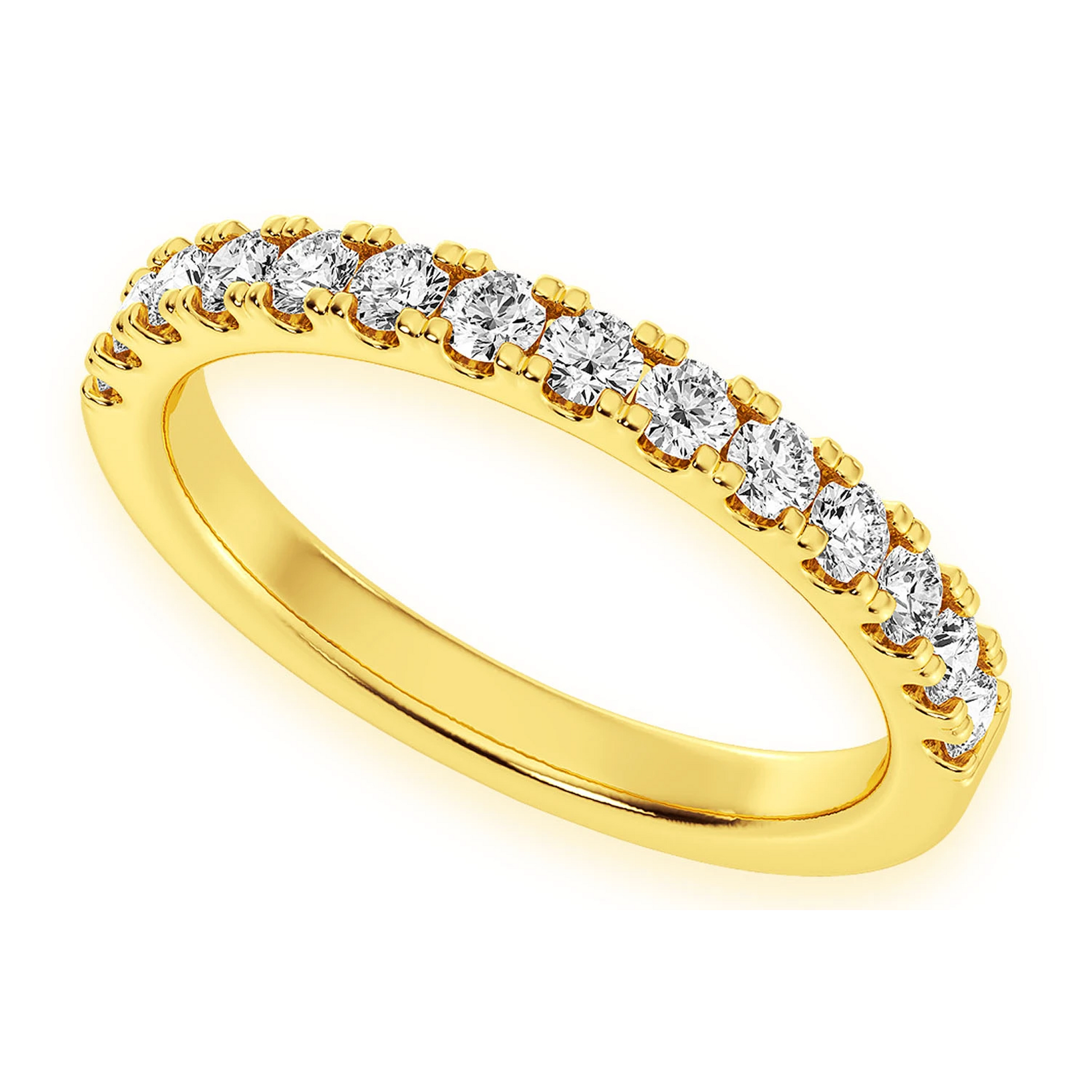 Extra Wide Single Row Band Ring in 14K yellow gold, front view