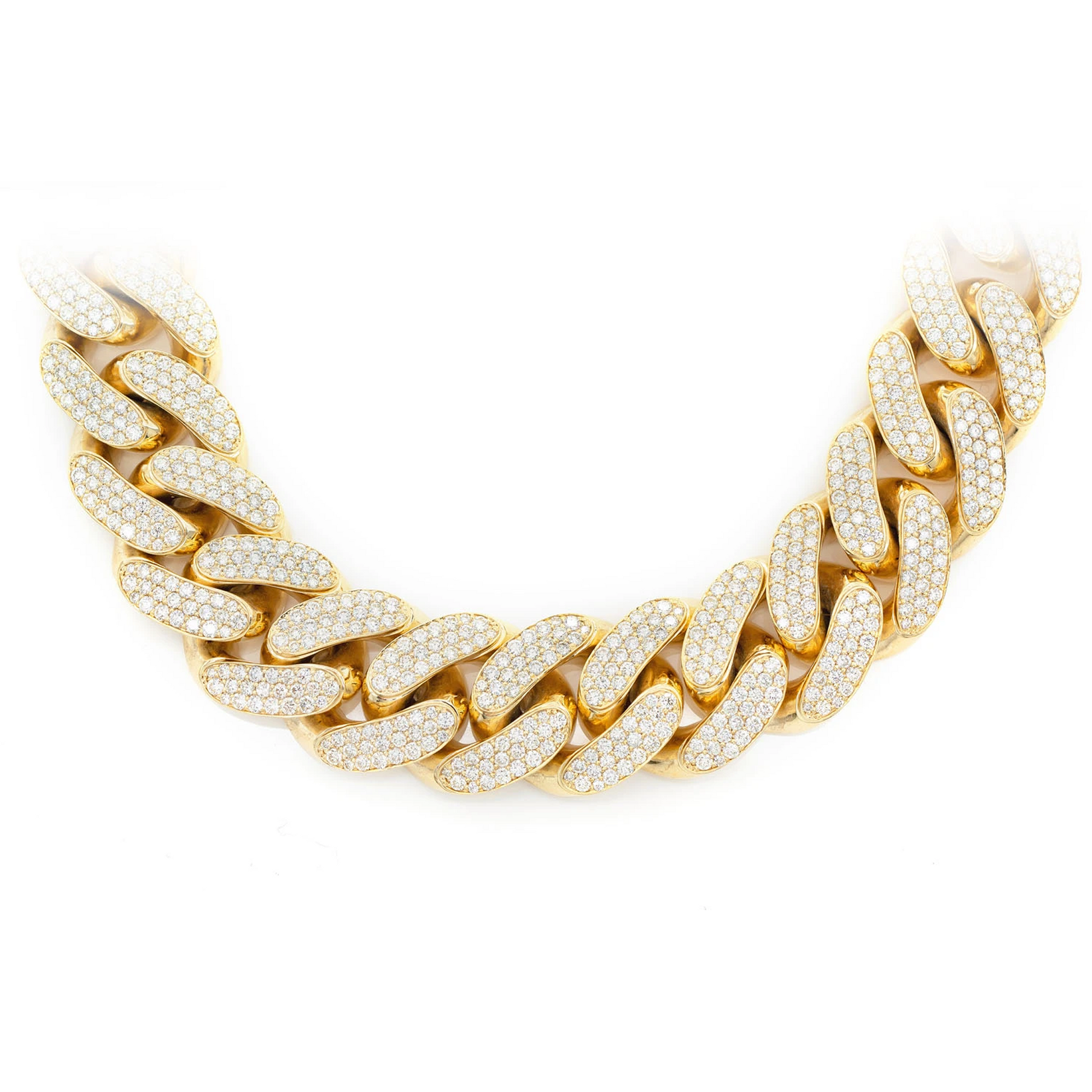 Iced Miami Cuban Necklace in 14K yellow gold, 20mm / 41.00ctw width, front view