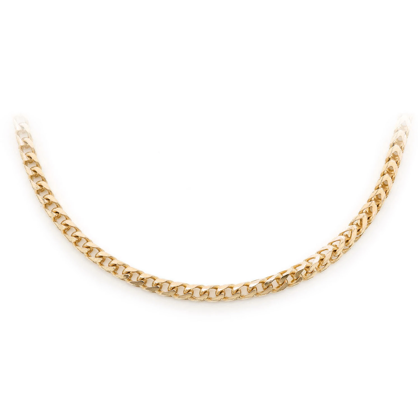 Franco Gold Chain in 14K yellow gold, 2.5mm width, front view