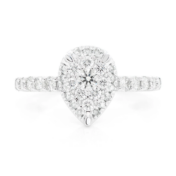 Pear Cluster Halo Diamond Ring