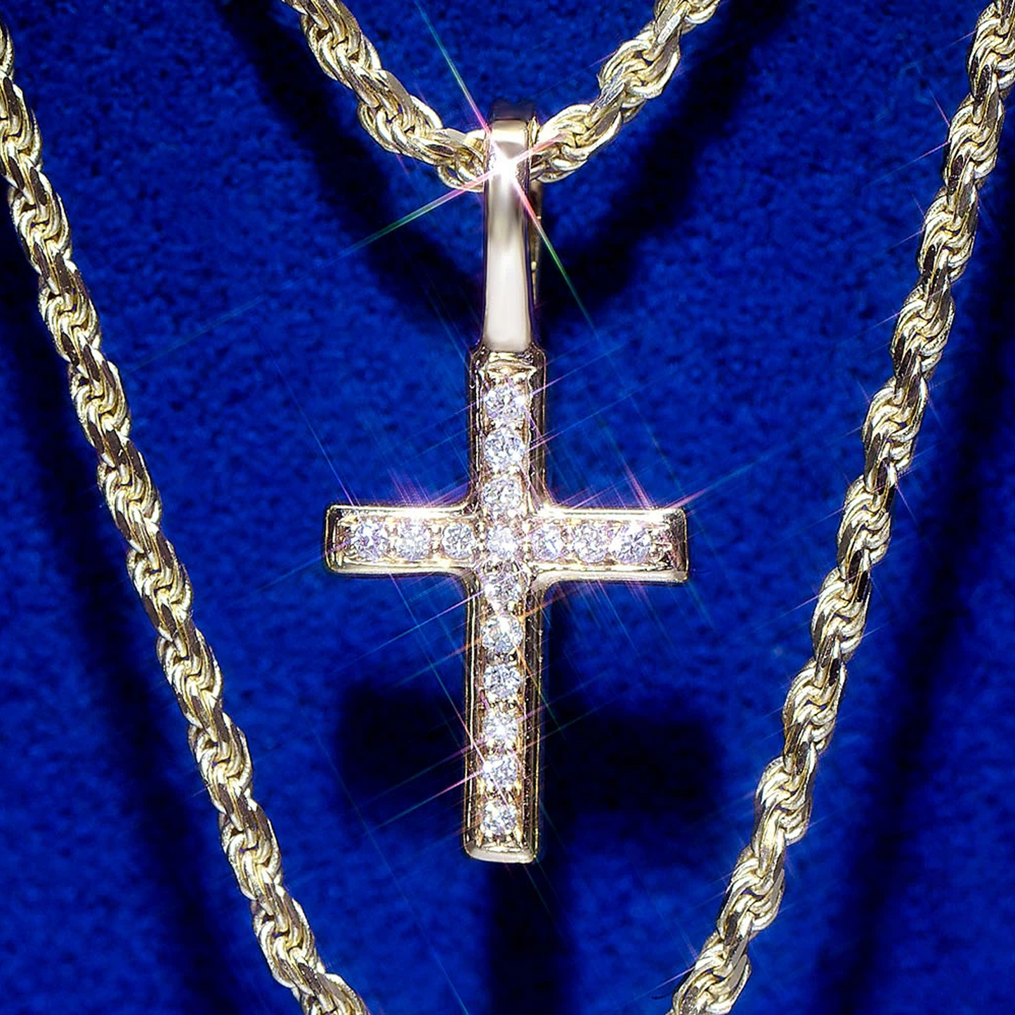 Angle Diamond Cross in 14K white gold, Entry | 0.05ctw, angled view