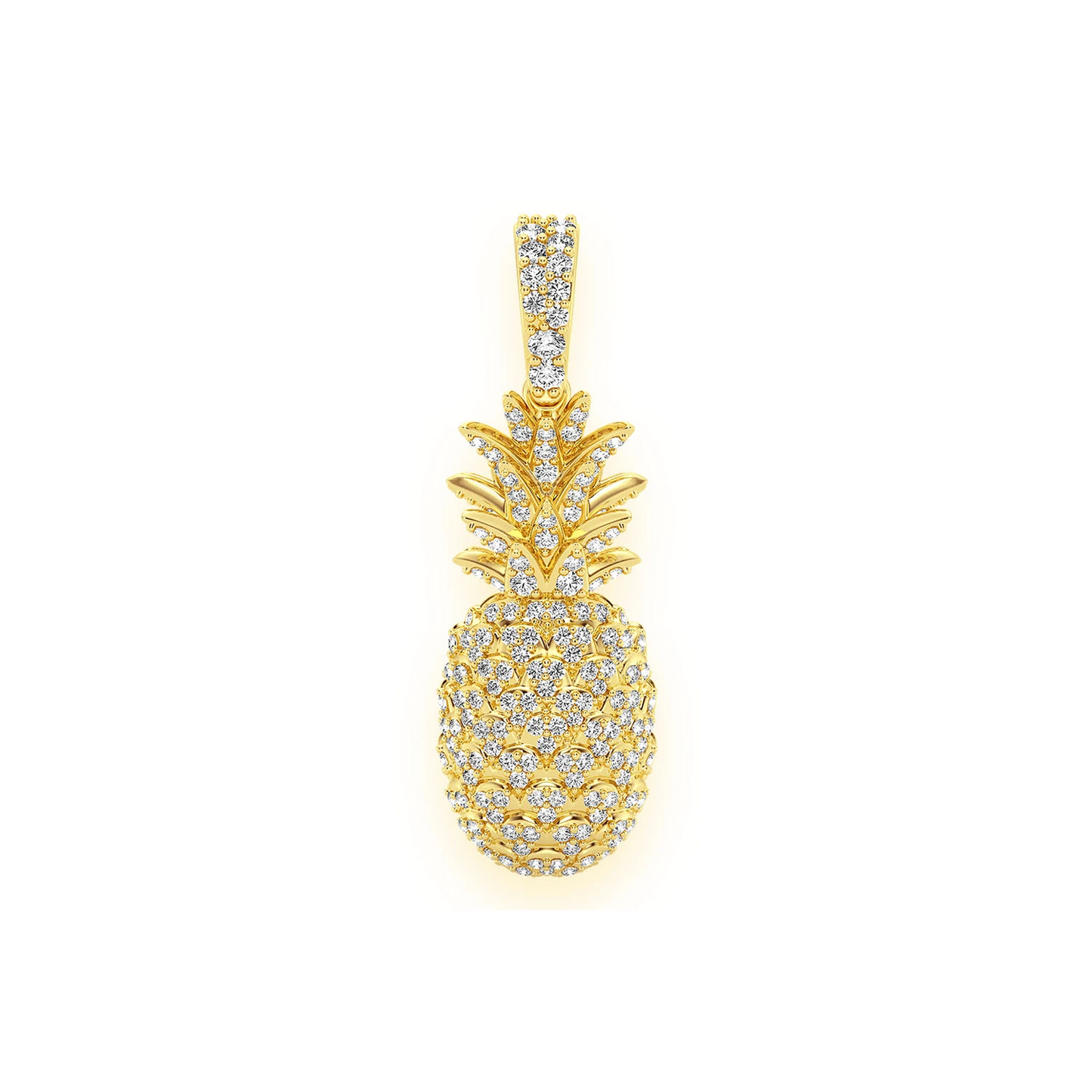 Pineapple Diamond Pendant in 14K yellow gold, front view