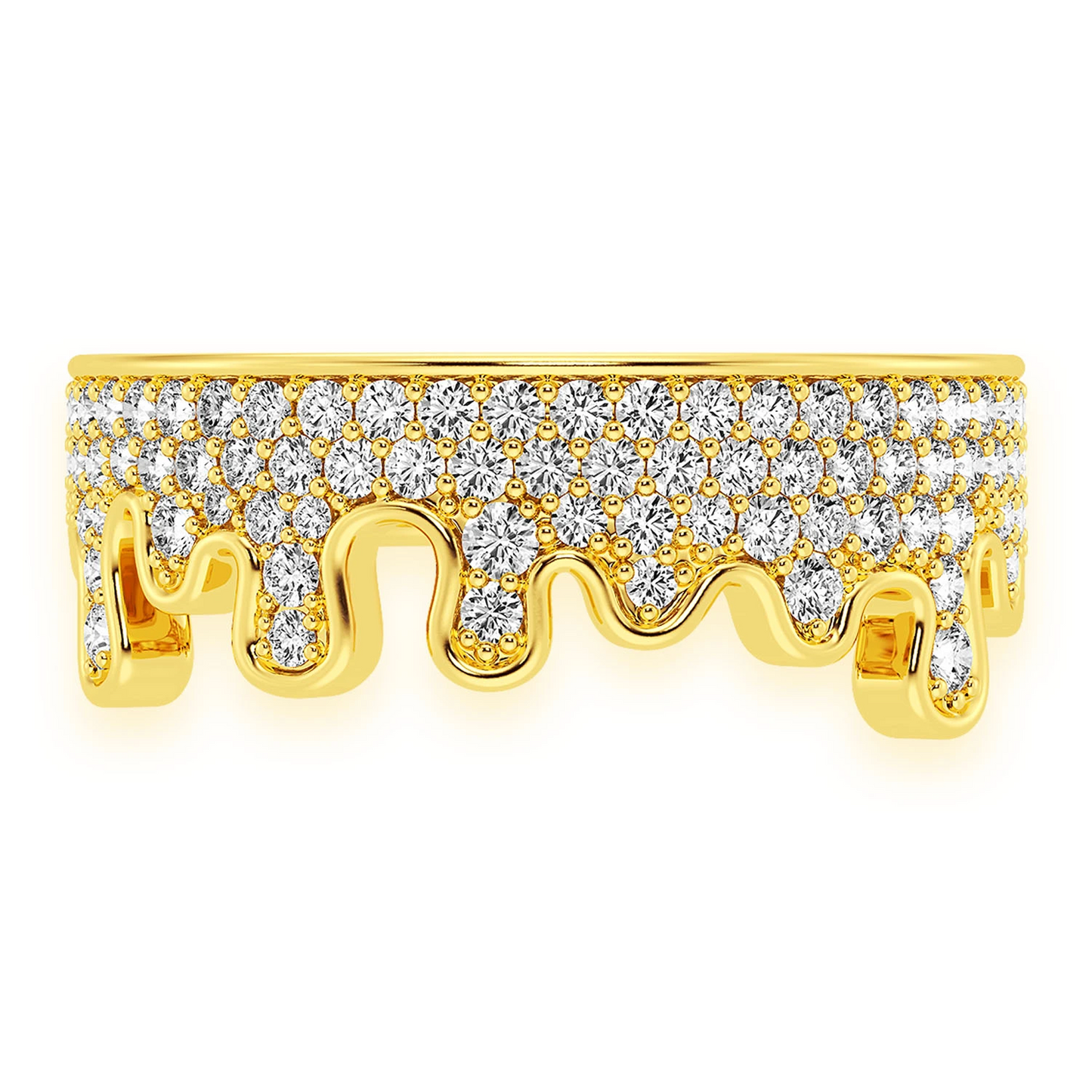 Diamond Drip Ring in 14K yellow gold, 1.00ctw, front view