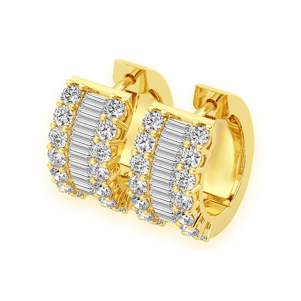 Baguette & Round Diamond Hoop Earrings