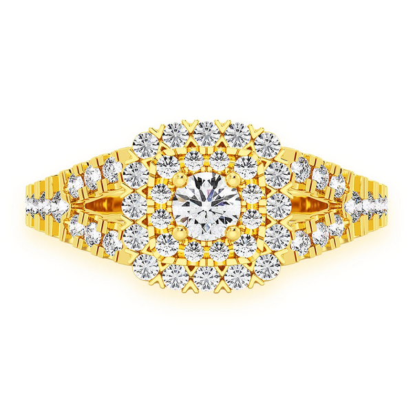 Cushion Double Halo Split Shank Ring