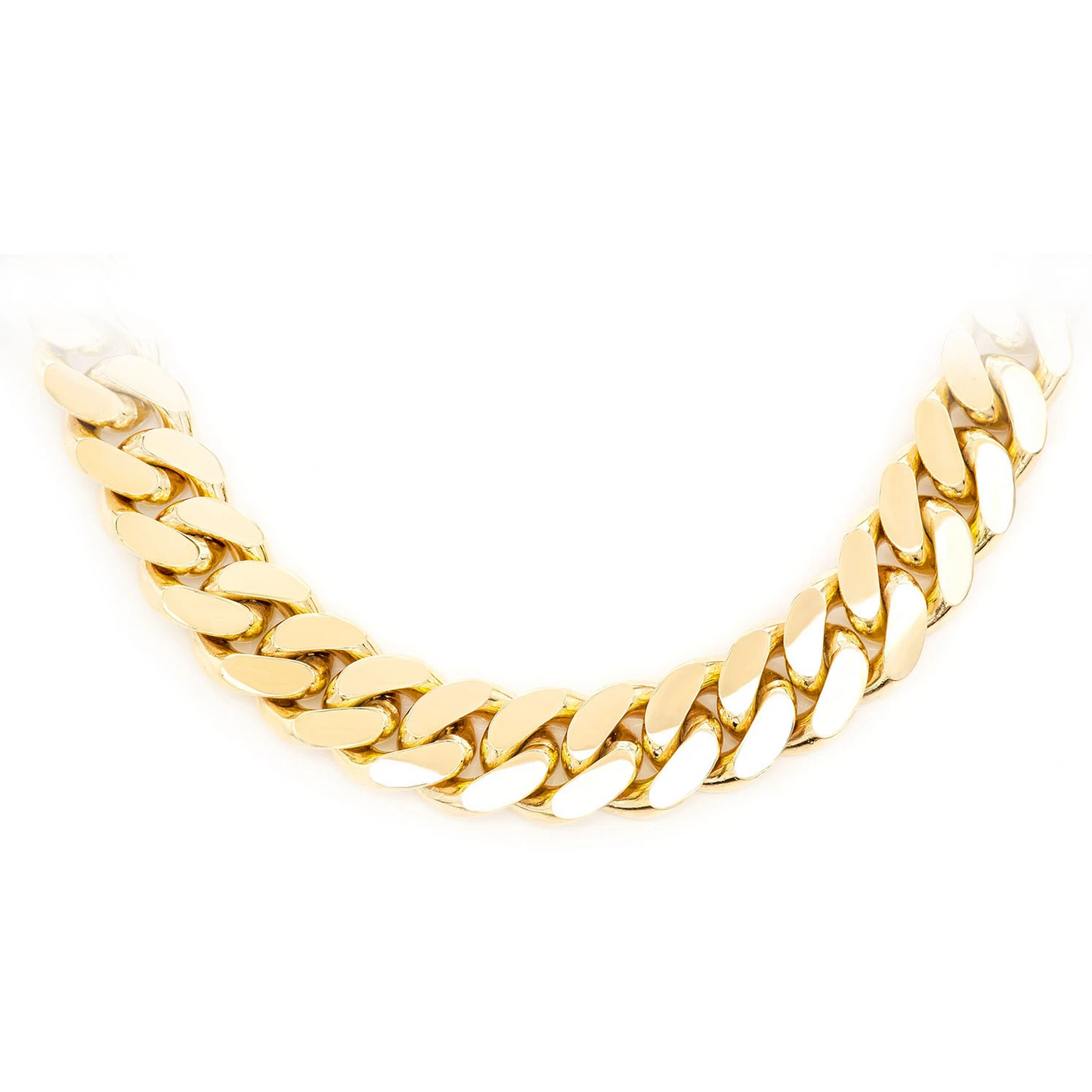 Miami Cuban Gold Chain in 14K yellow gold, 12mm width, front view
