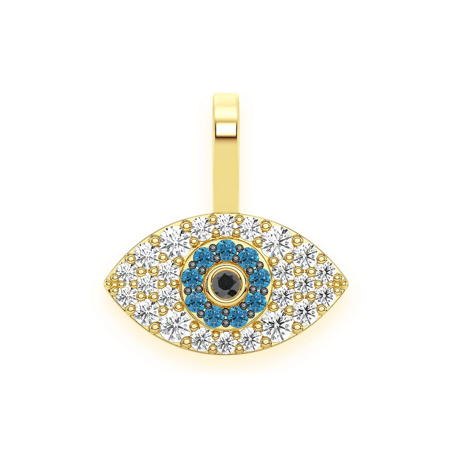 Evil Eye Diamond Pendant in 14K yellow gold, front view