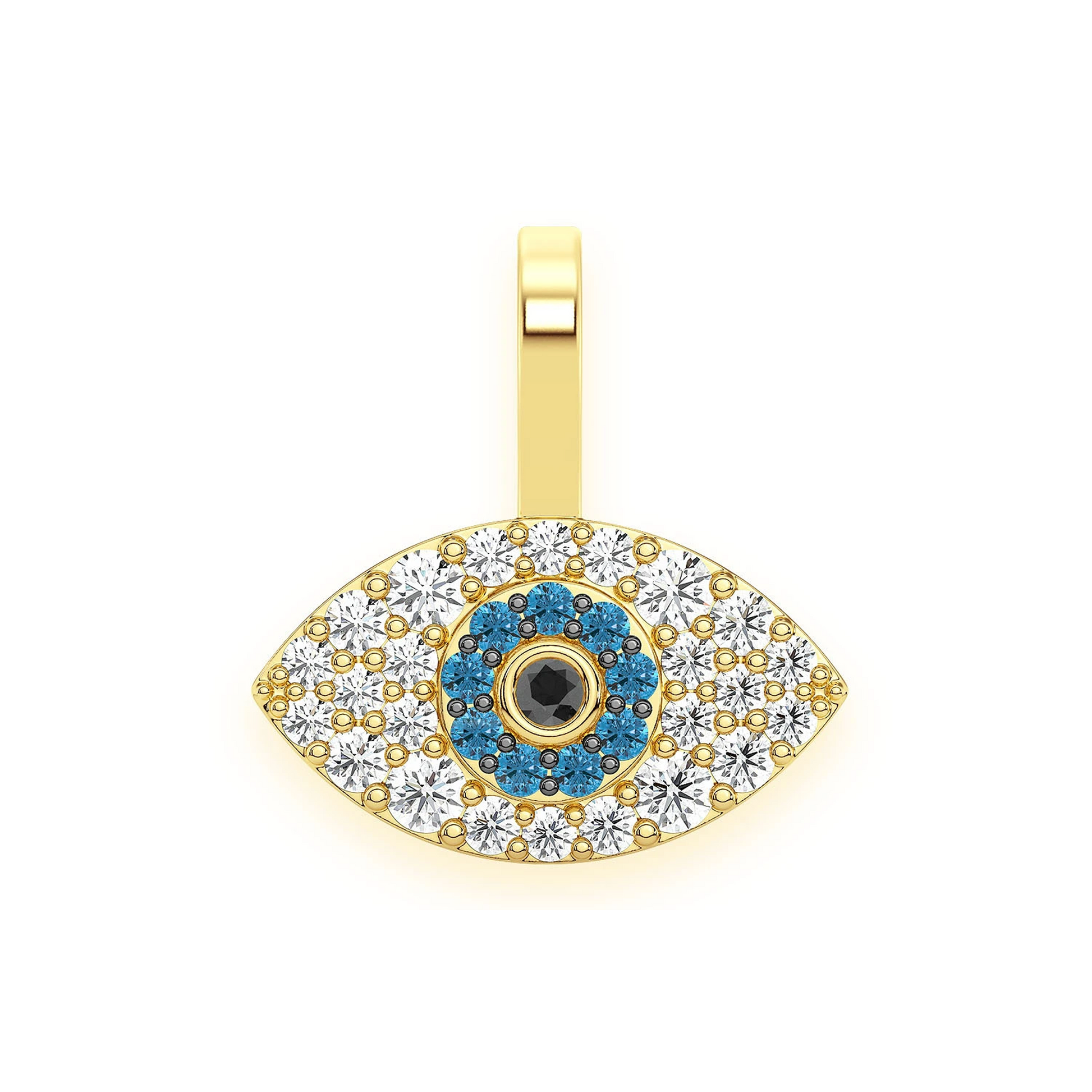 Evil Eye Diamond Pendant in 14K yellow gold, front view