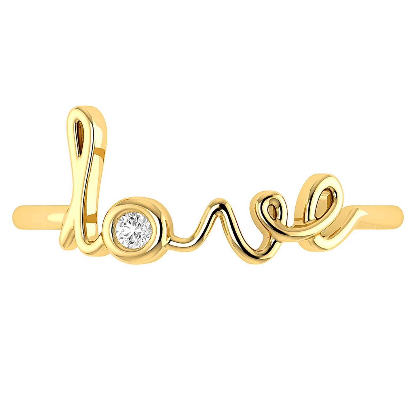Love Script Diamond Ring in 14K yellow gold, front view