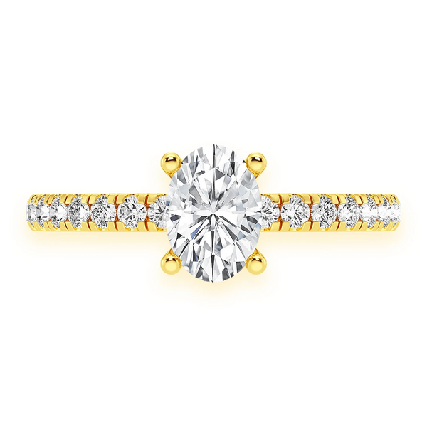 Oval Solitaire One Row Under Halo Ring