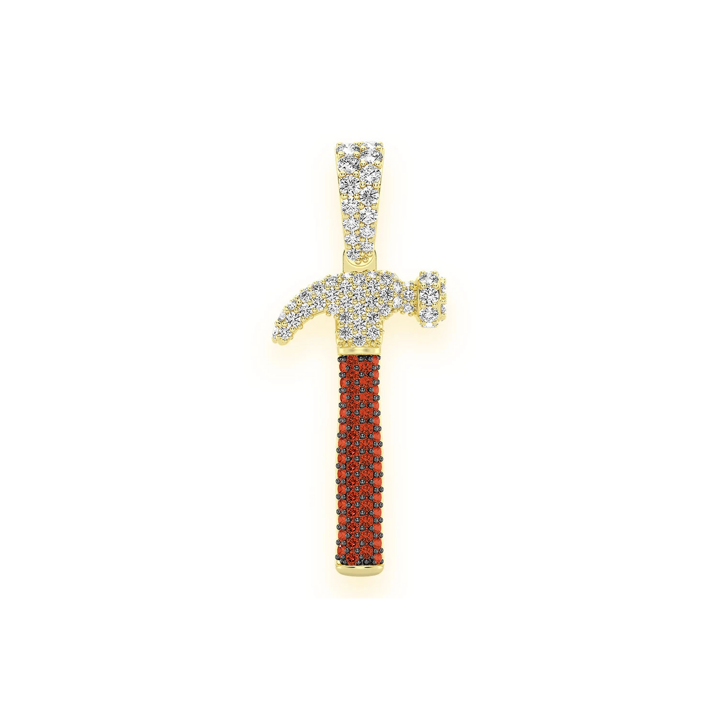 Hammer Diamond Pendant in 14K yellow gold, front view