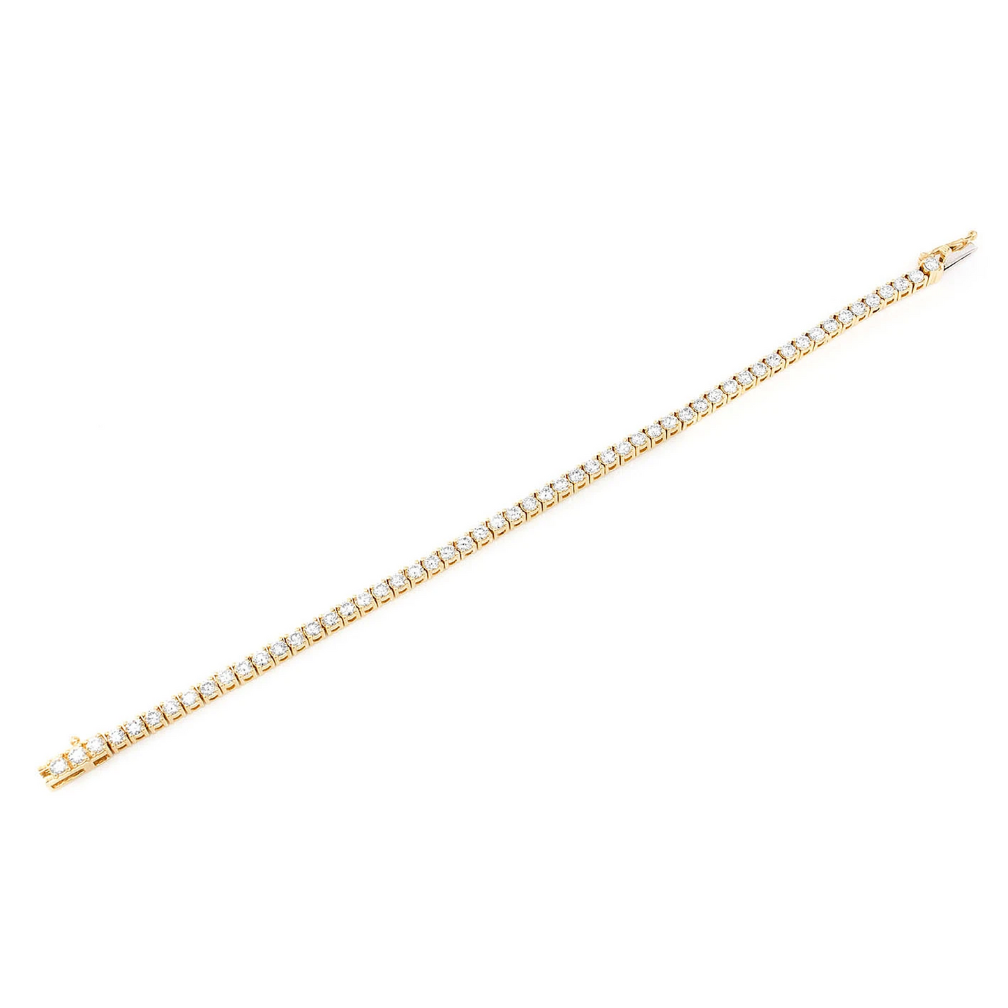 Prong Diamond Tennis Bracelet in 14K yellow gold, 12pt / 8.25ctw, detail view
