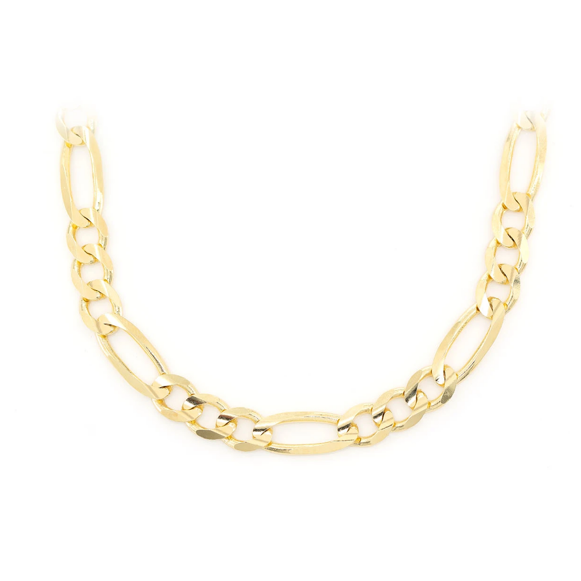 Figaro Gold Chain in 14K yellow gold, 7mm width, front view