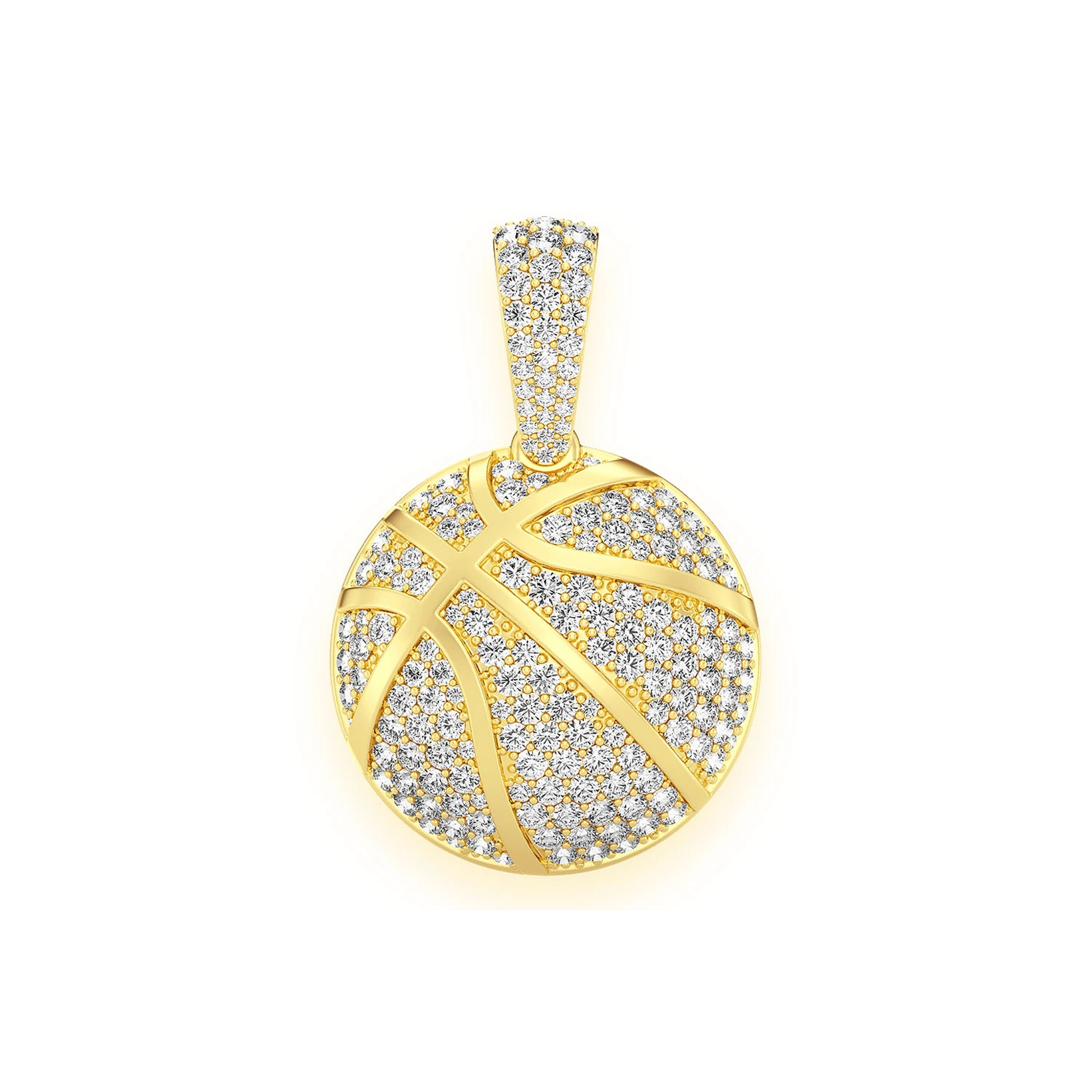 Basketball Diamond Pendant in 14K yellow gold, Statement | 2.00ctw, front view