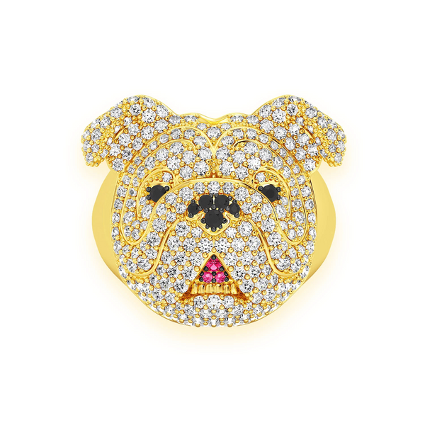 Bulldog Signet Diamond Ring