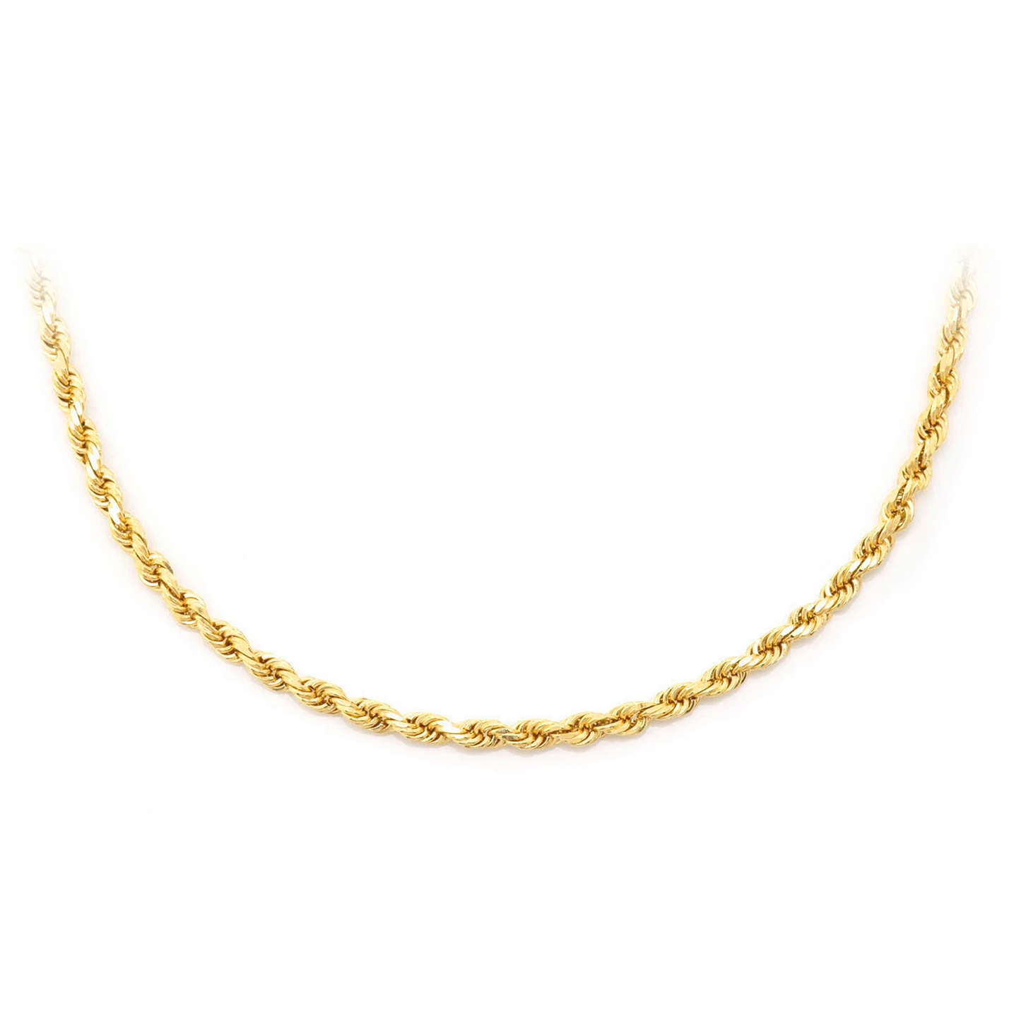 Rope Gold Chain in 14K yellow gold, 2.5mm width, front view