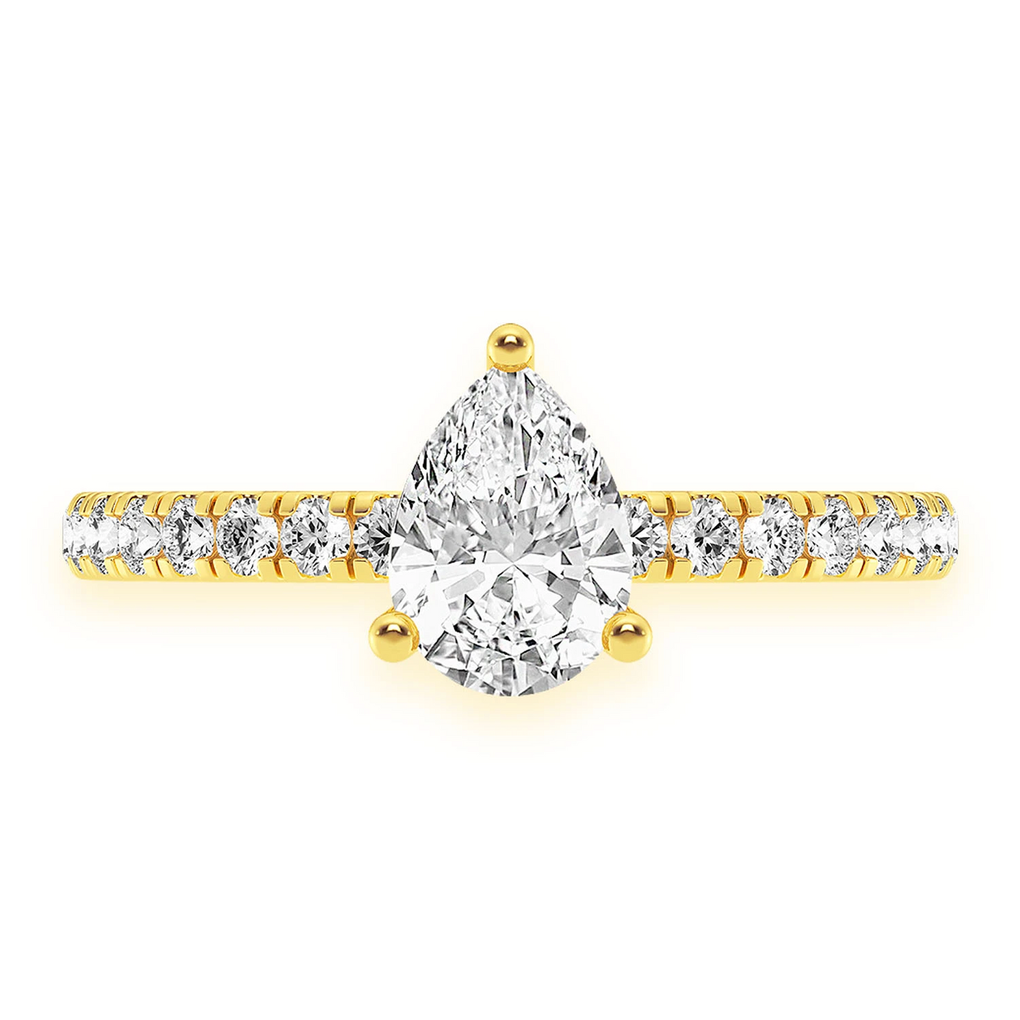 Signature One Row Under Halo Diamond Ring in 14K yellow gold, front view
