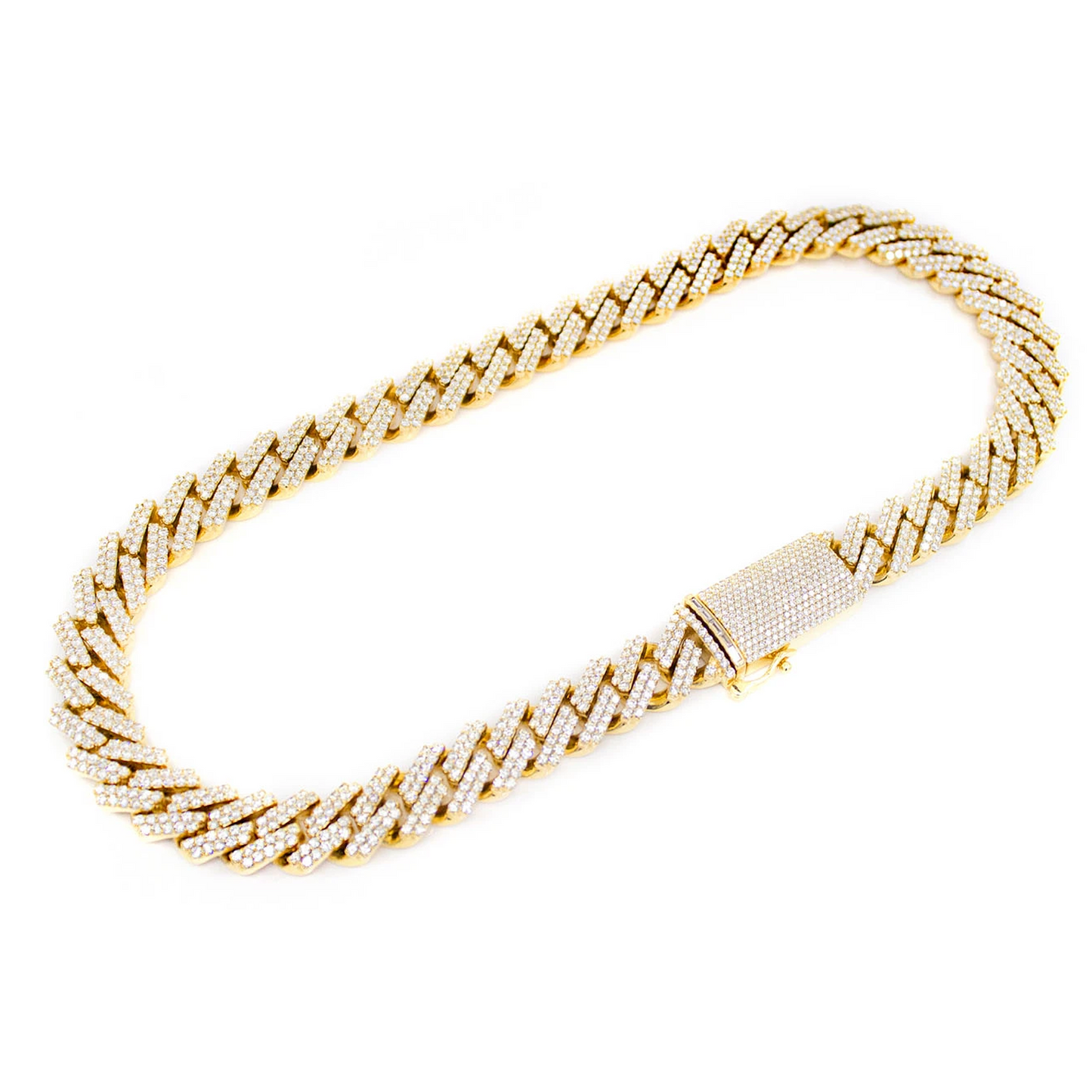 Raised Cuban Diamond Necklace in 14K yellow gold, 16mm / 33.00ctw width, alternate view